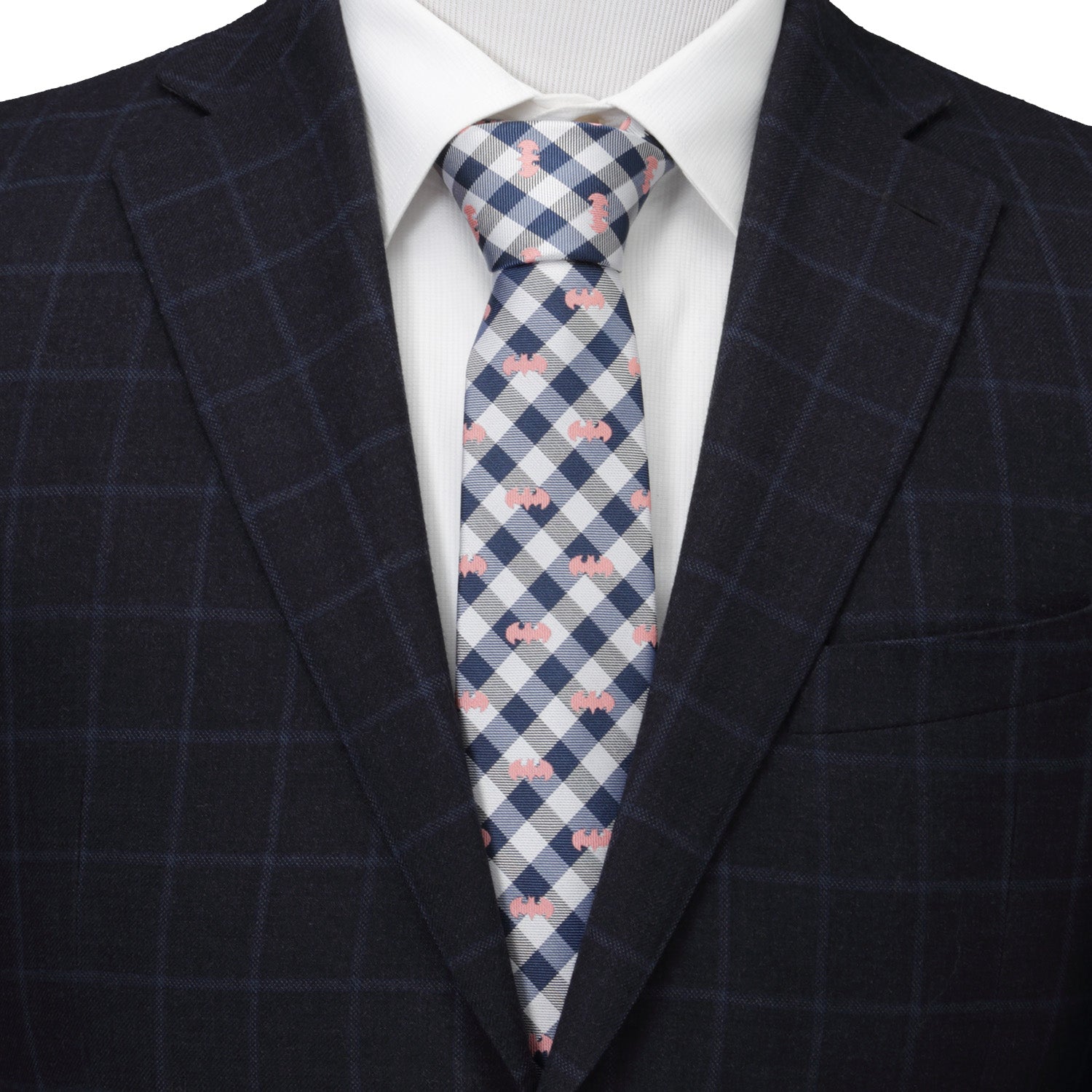 DC Batman Plaid Navy Men's Tie