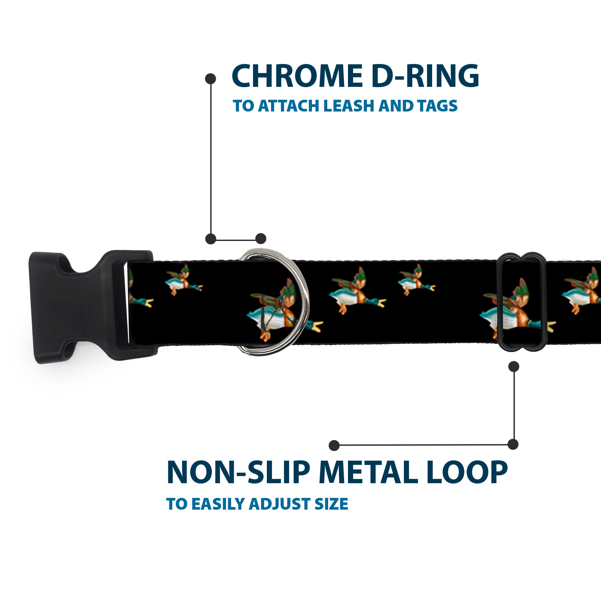 Plastic Clip Collar - Flying Mallards Black