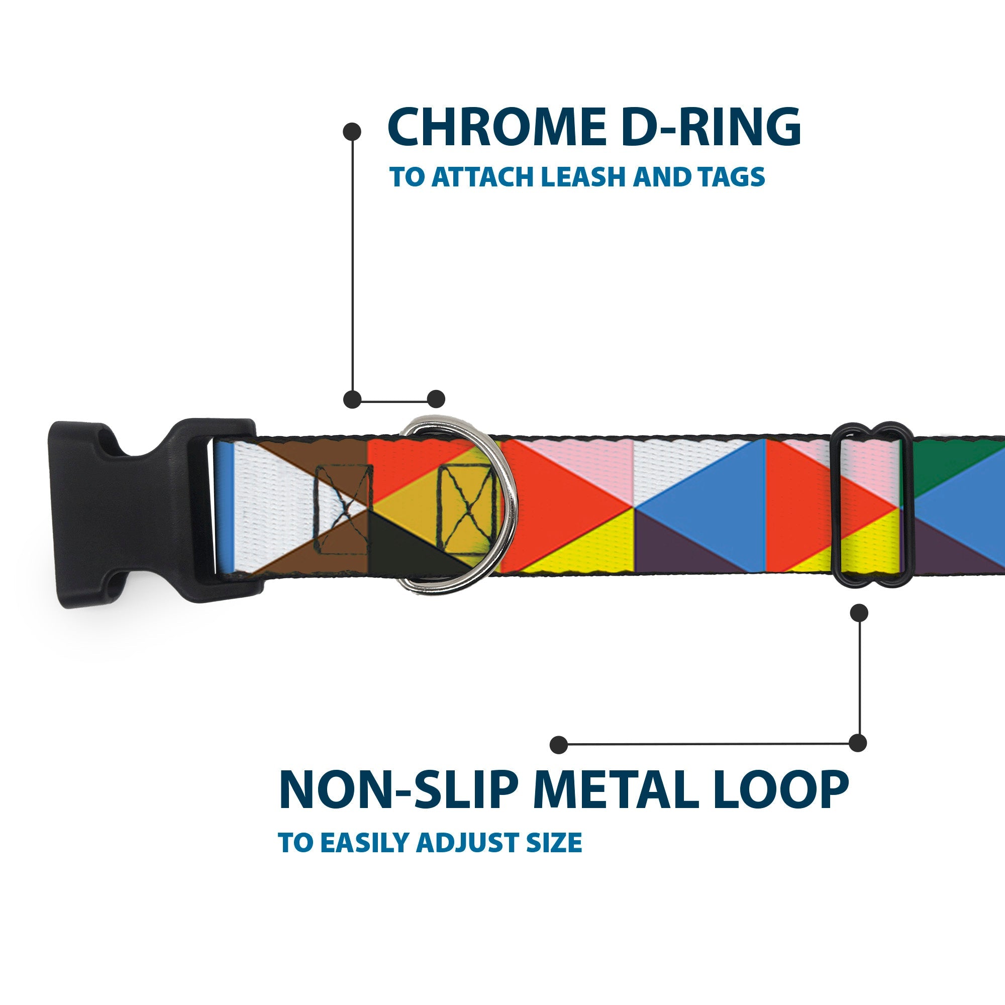 Plastic Clip Collar - Geometric Triangle Blocks Multi Color