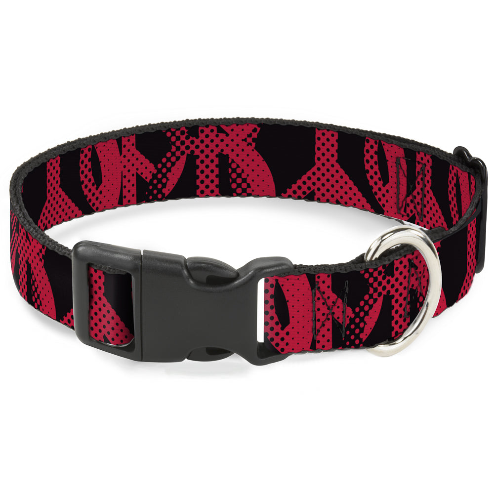 Plastic Clip Collar - Peace Dots Black/Fuchsia