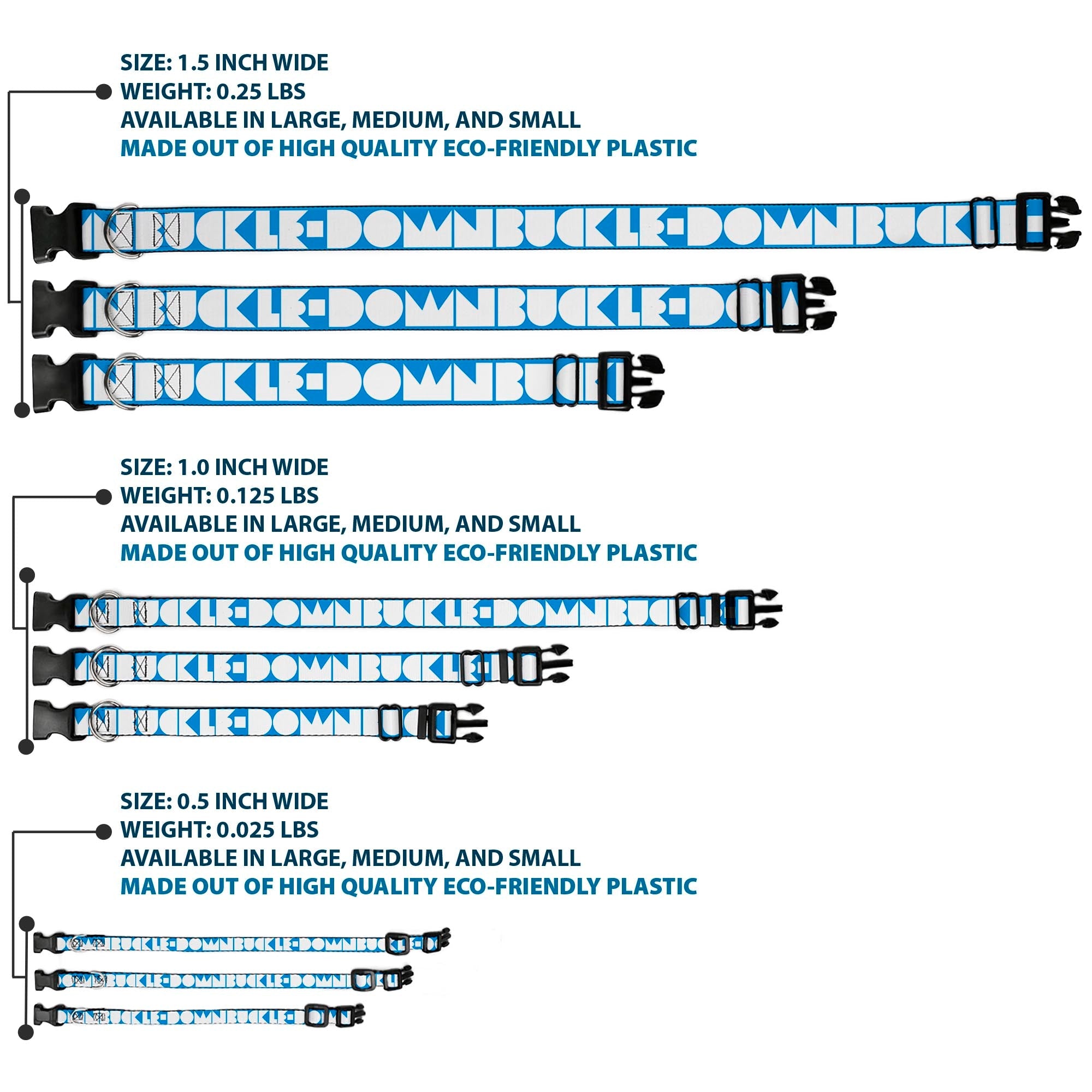 Plastic Clip Collar - BUCKLE-DOWN Shapes Turquoise/White