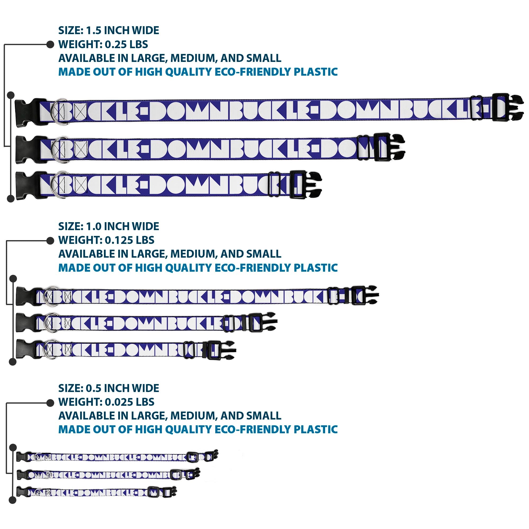 Plastic Clip Collar - BUCKLE-DOWN Shapes Blue/White