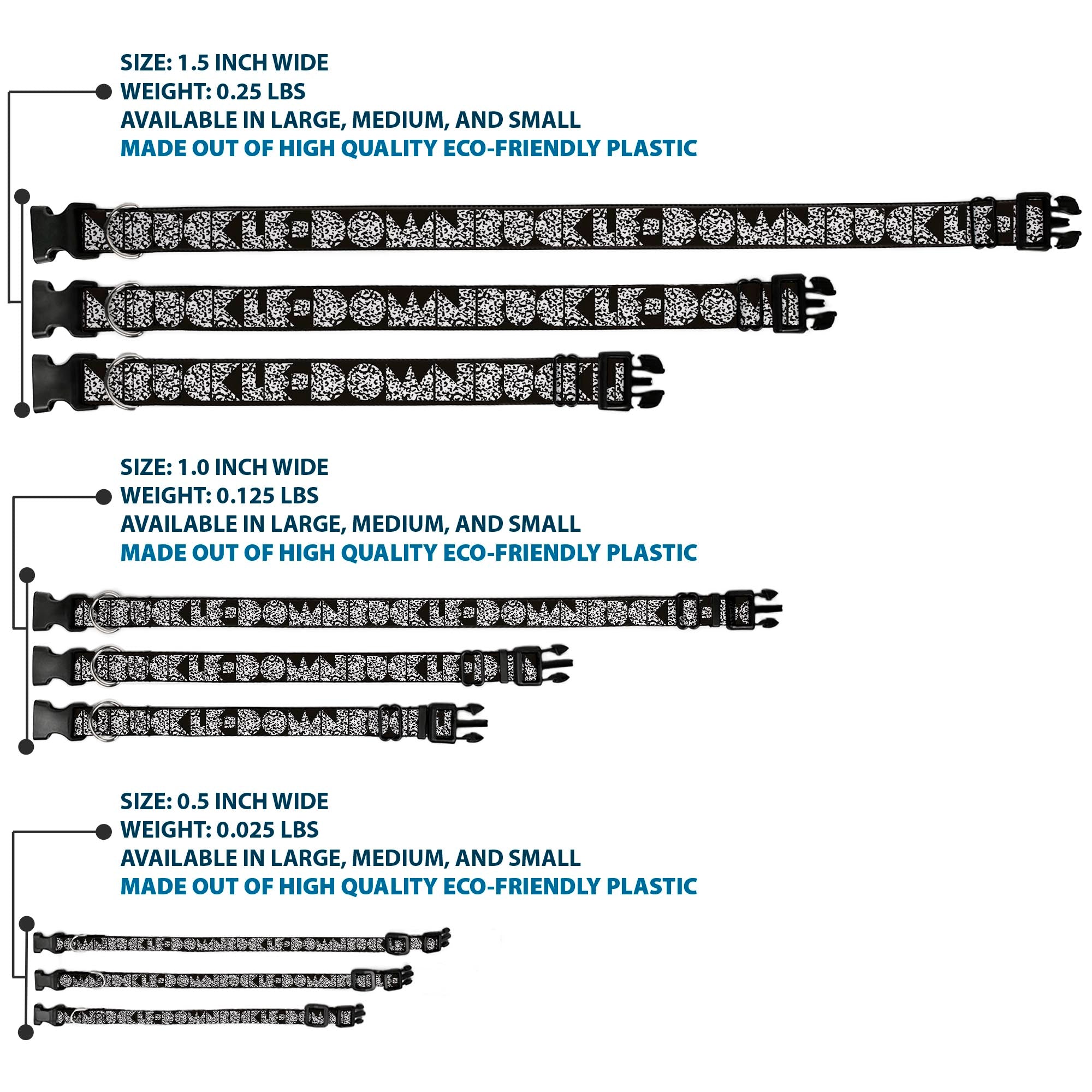 Plastic Clip Collar - BUCKLE-DOWN Shapes Black/Camo White/Black