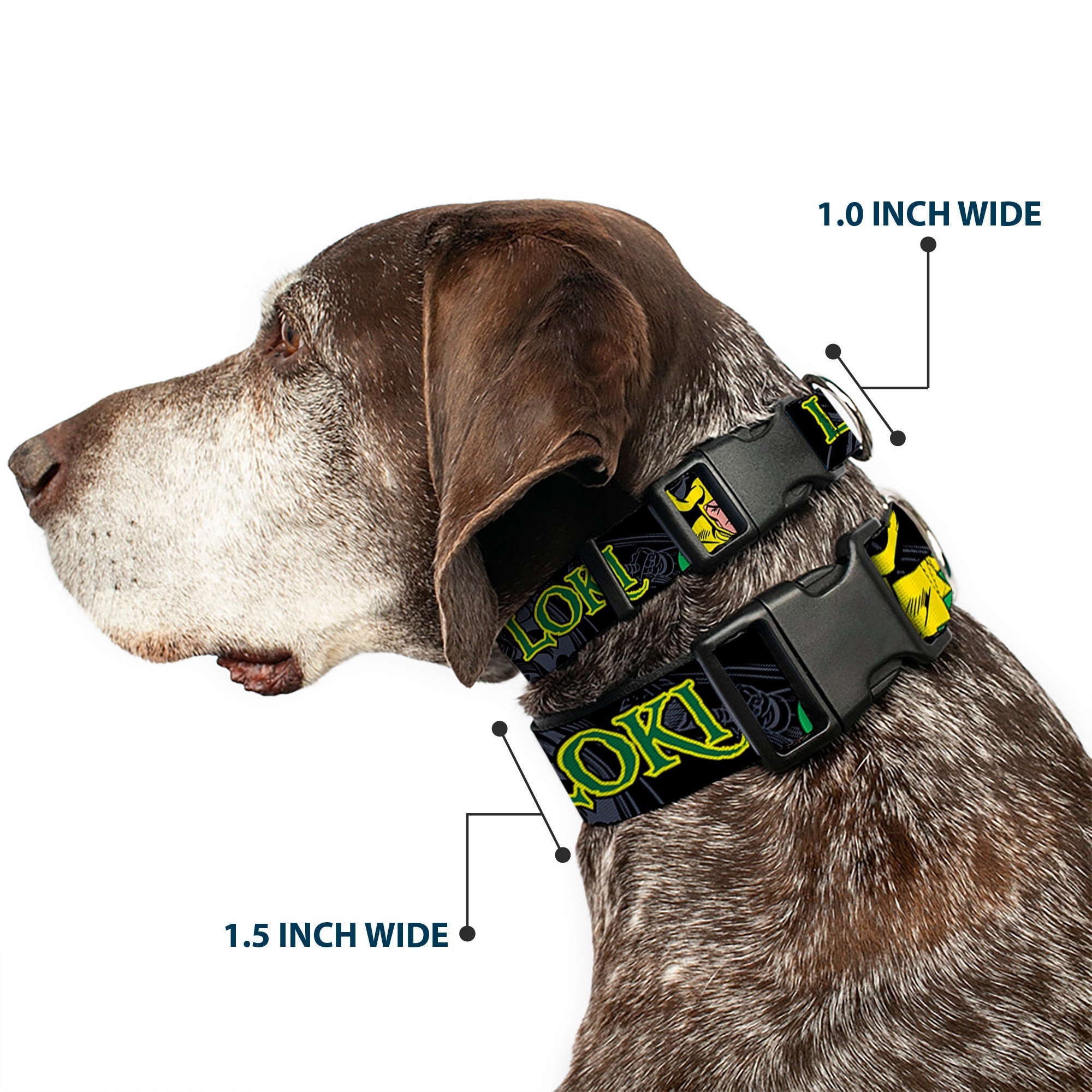 Plastic Clip Collar - LOKI in Action Black/Gray/Yellow/Green
