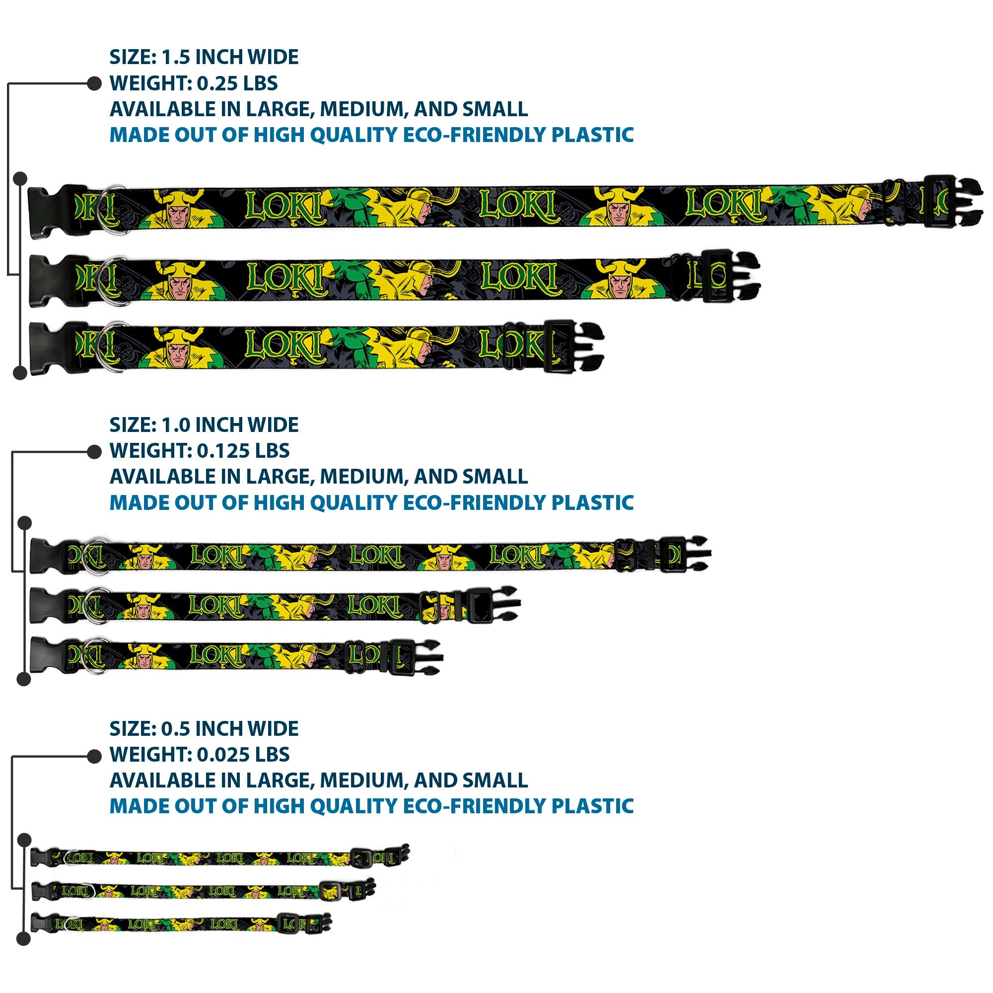 Plastic Clip Collar - LOKI in Action Black/Gray/Yellow/Green