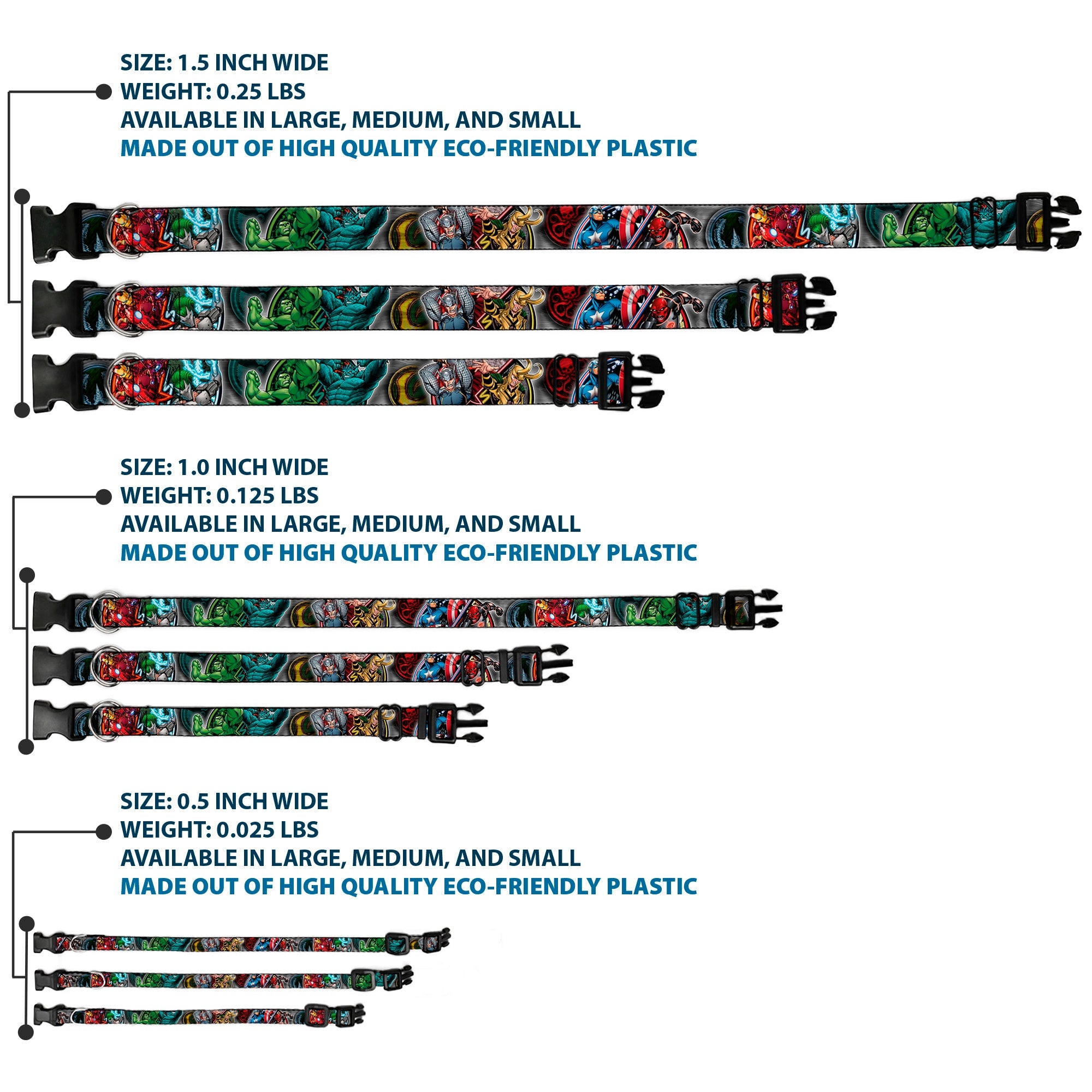 Plastic Clip Collar - Marvel Avengers Superhero/Villain Poses