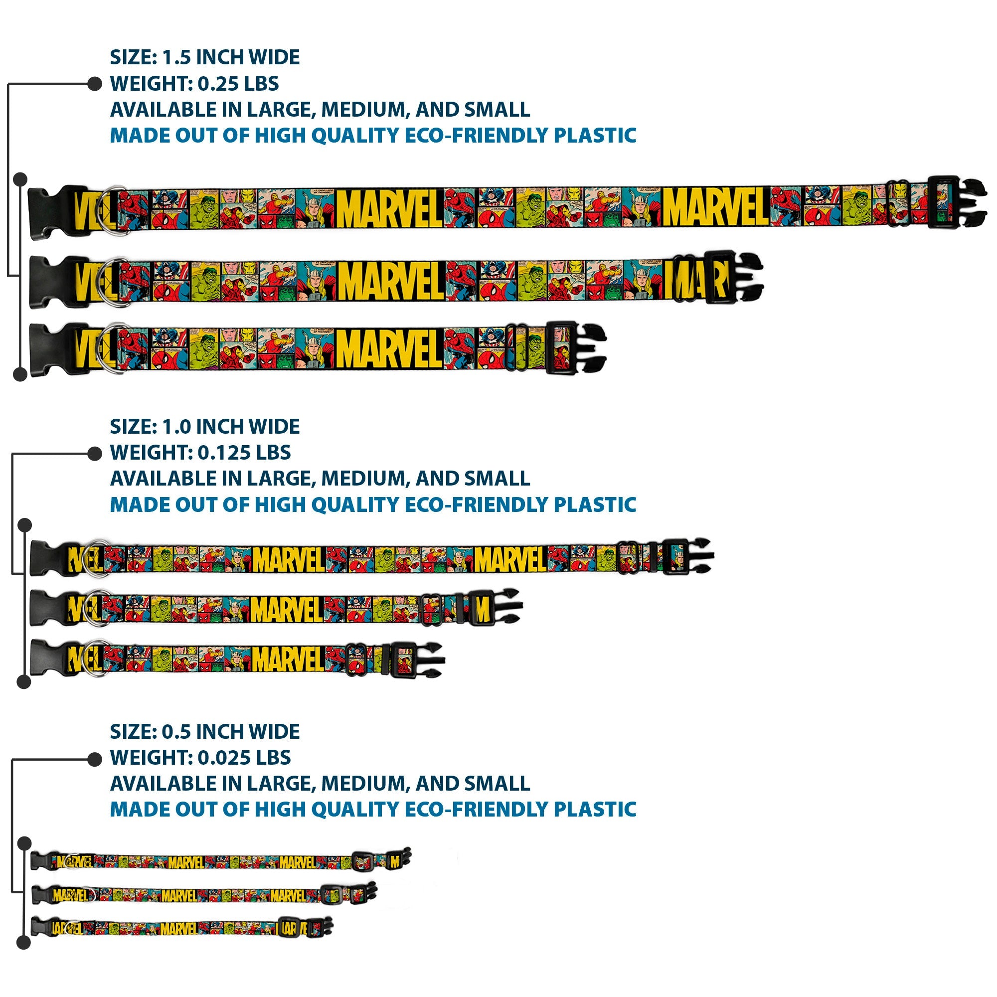 Plastic Clip Collar - MARVEL/Retro Comic Panels Black/Yellow