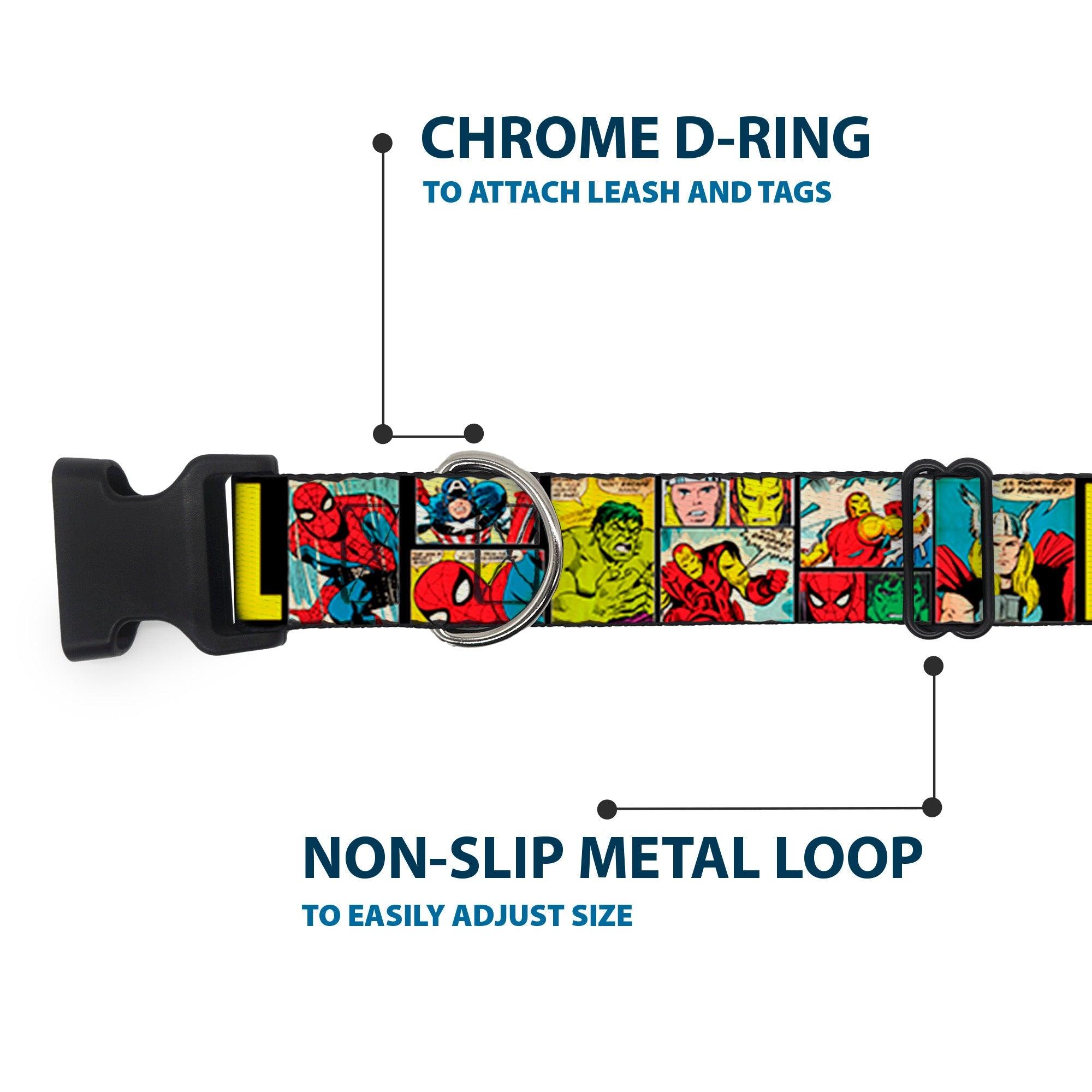 Plastic Clip Collar - MARVEL/Retro Comic Panels Black/Yellow