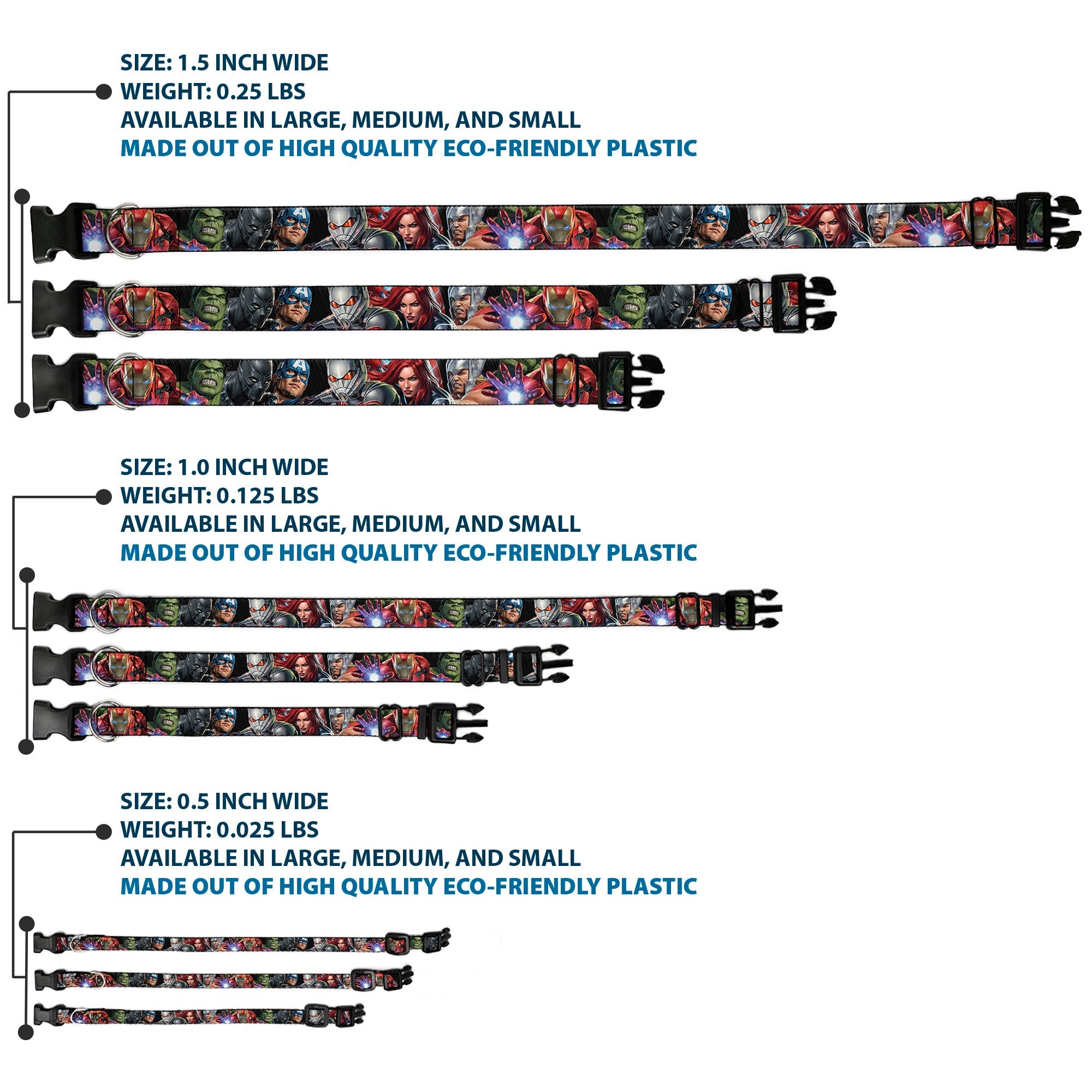 Plastic Clip Collar - 7-Vivid Avengers Action Poses