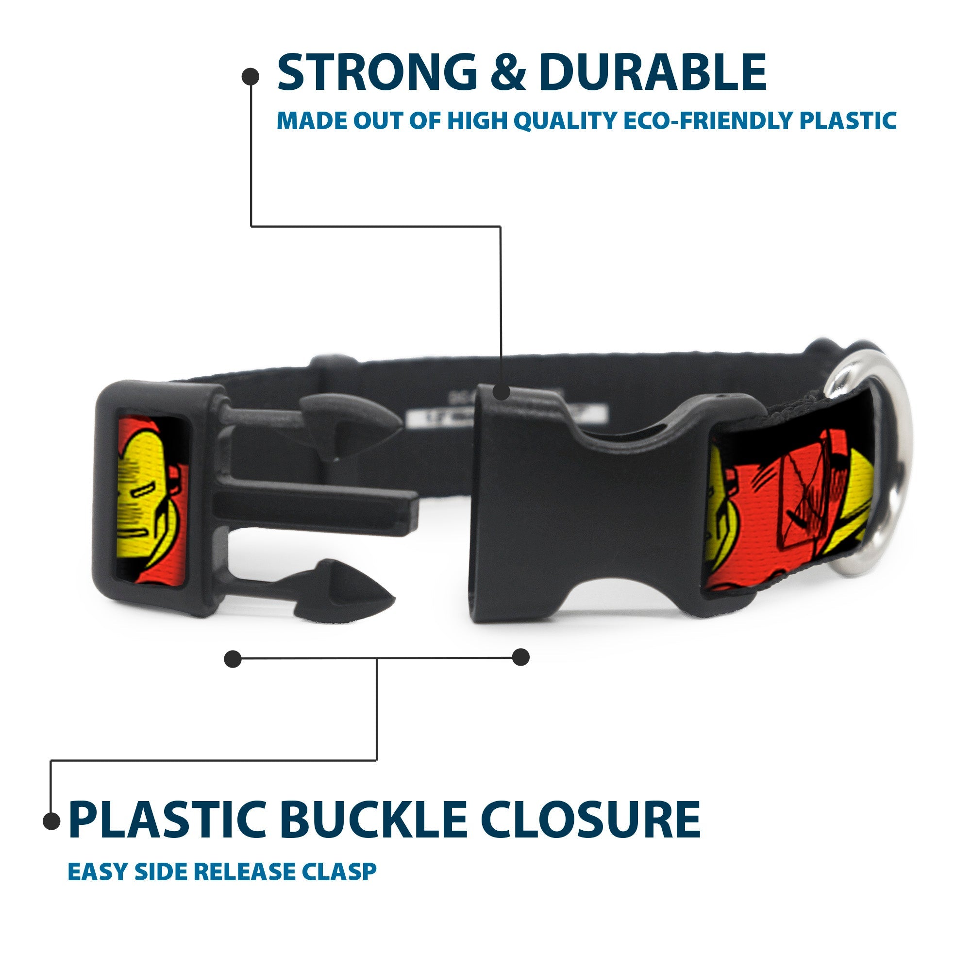 Plastic Clip Collar - THE INVINCIBLE IRON MAN Action Poses Black/Red/Yellow