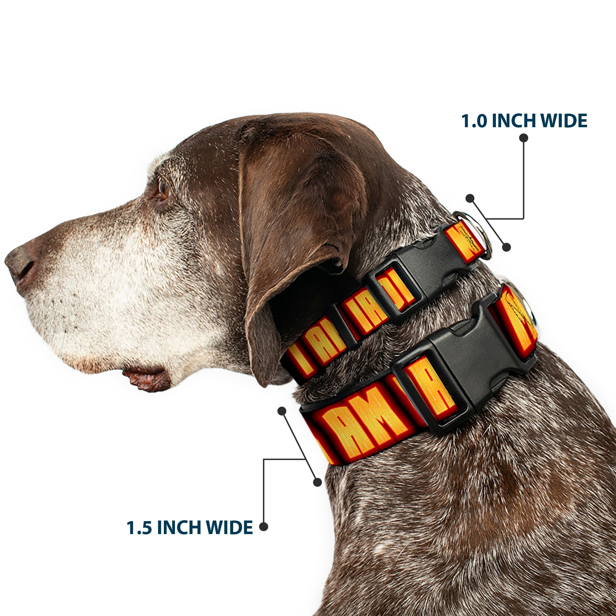 Plastic Clip Collar - Iron Man Face/I AM IRON MAN Black/Yellow Glow