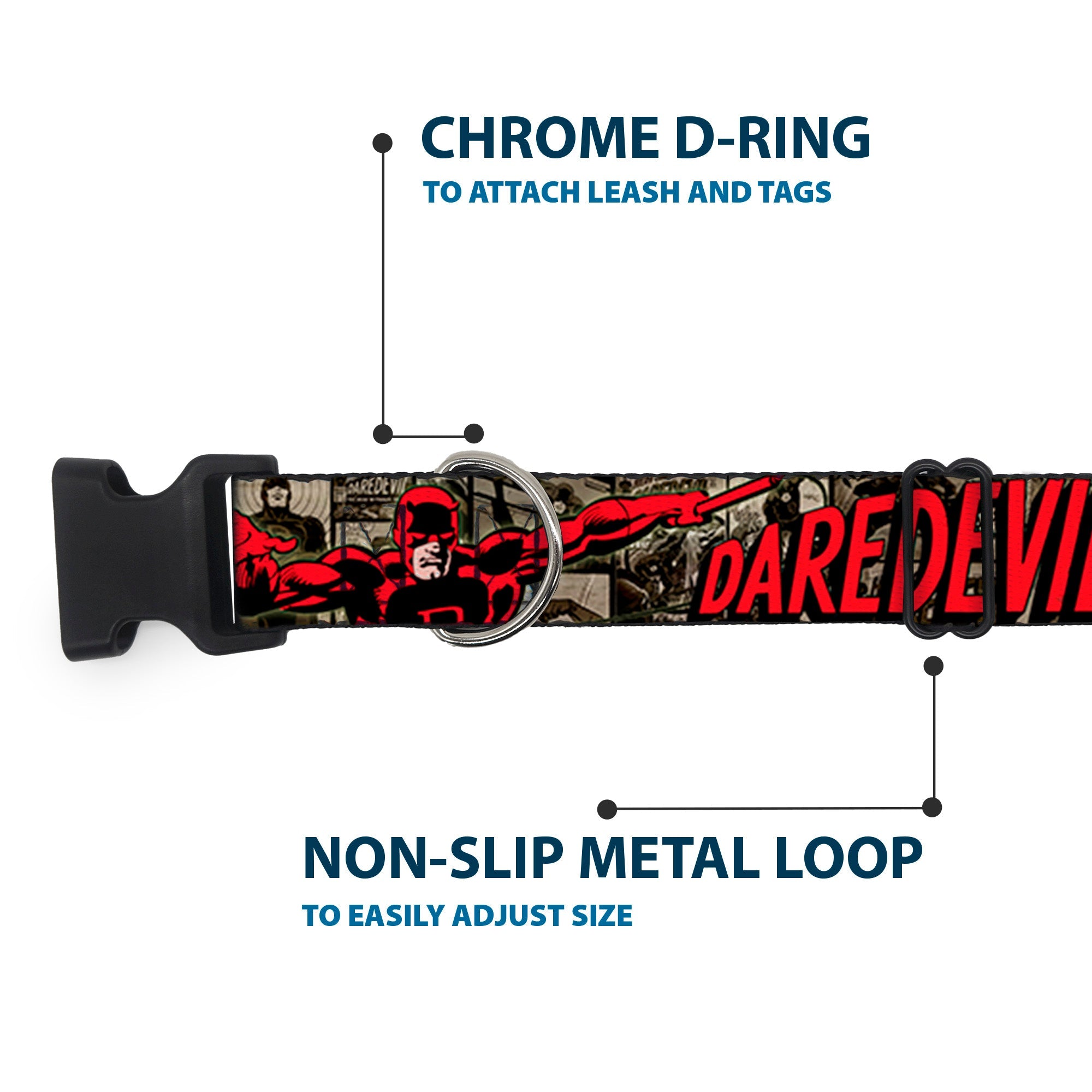 Plastic Clip Collar - DAREDEVIL Action Poses/Comic Panels Grays/Red