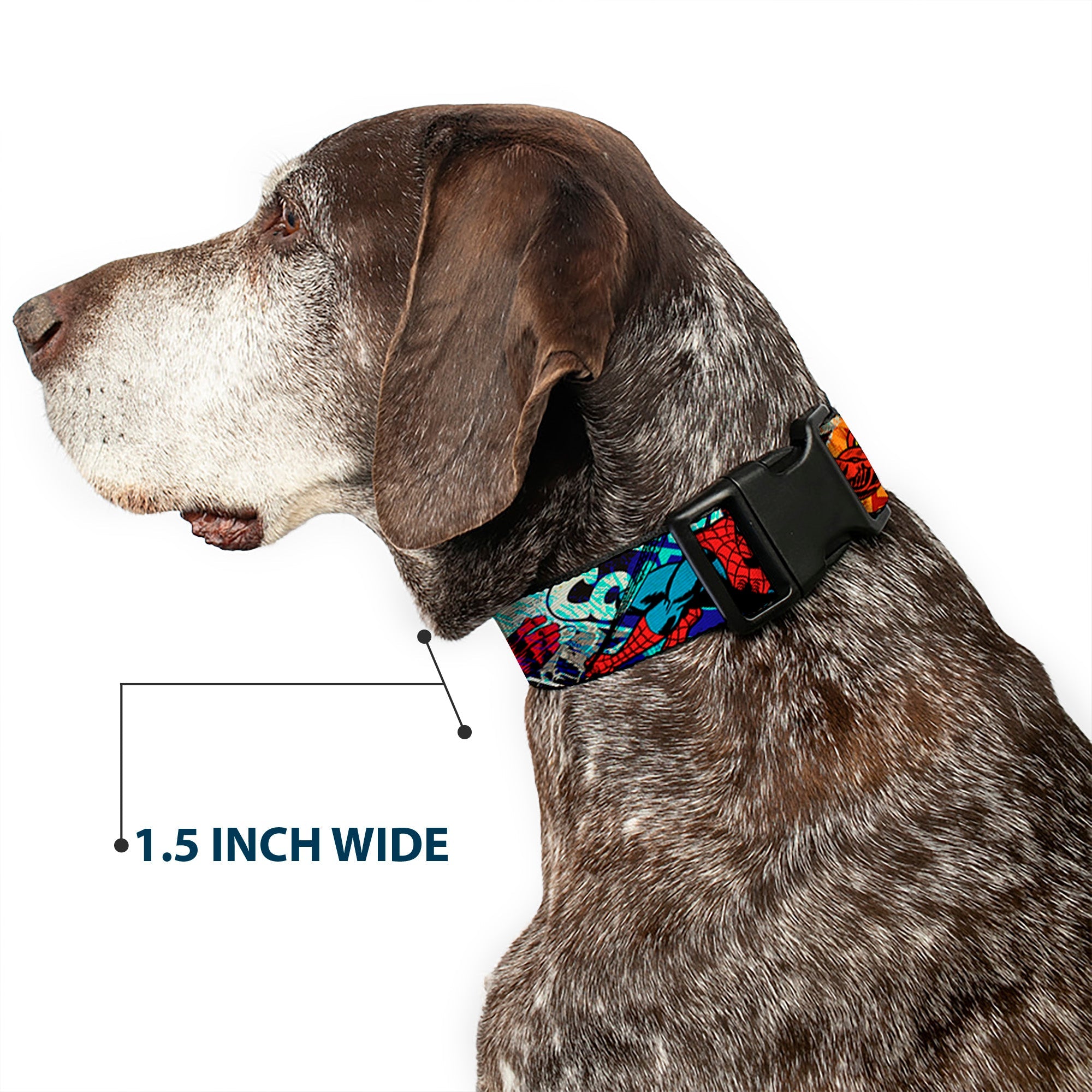 Plastic Clip Collar - 4-Superhero Action Poses/Comic Scenes White/Black/Full Color Splatter