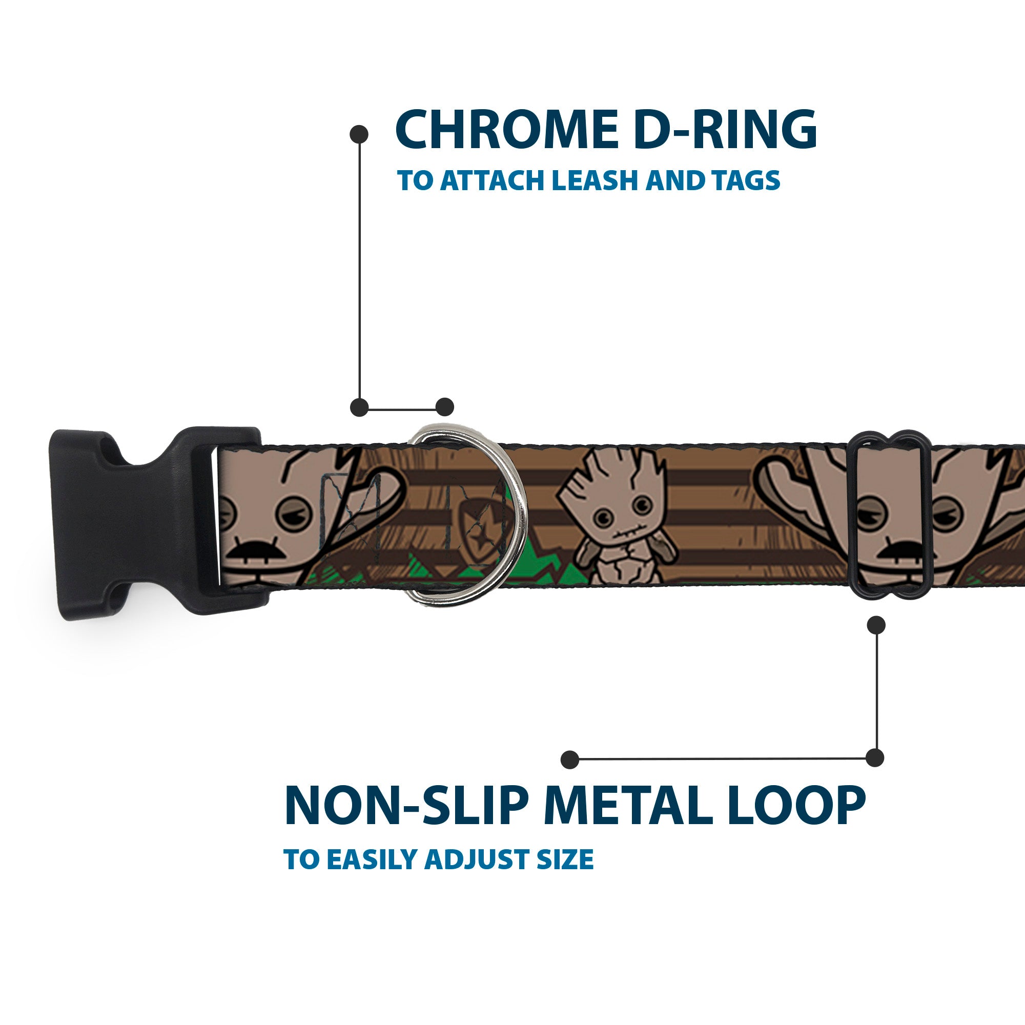 Plastic Clip Collar - Kawaii Groot 2-Poses/Guardians Badge Browns/Green