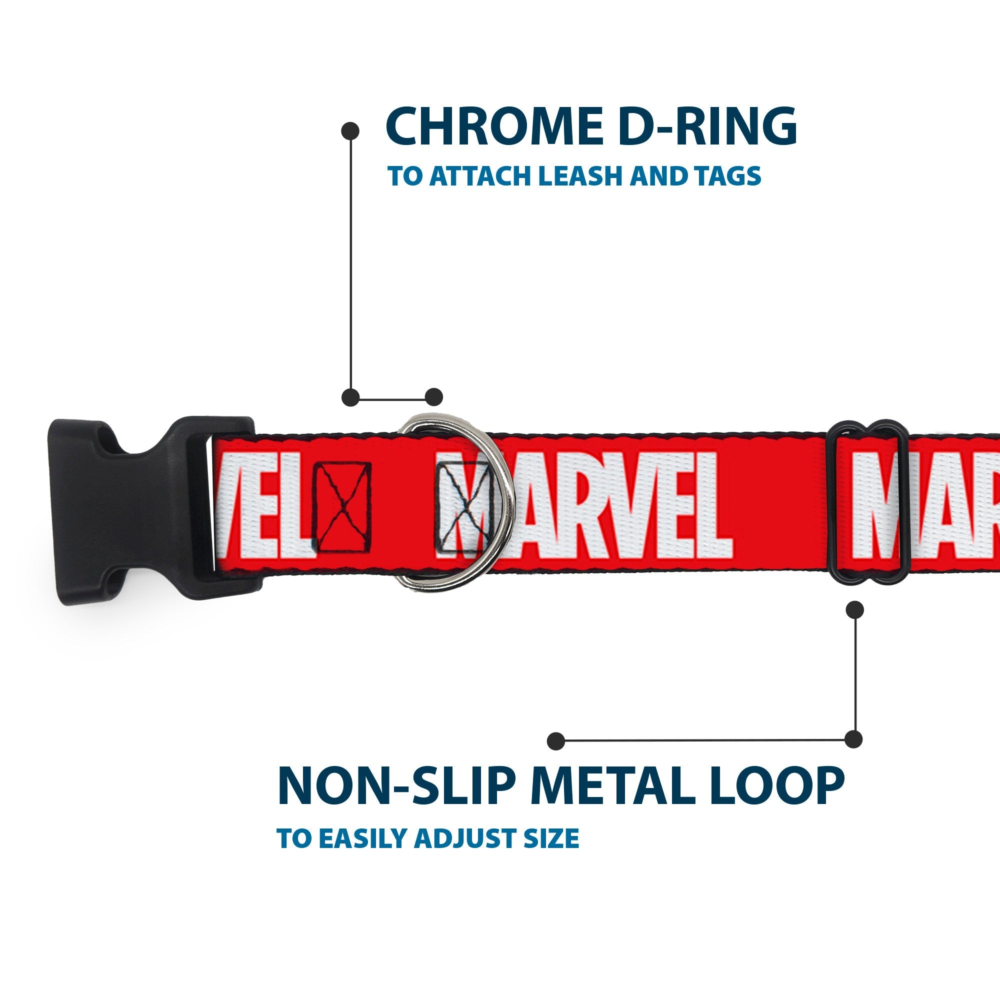 Plastic Clip Collar - MARVEL Red Brick Logo Red/White