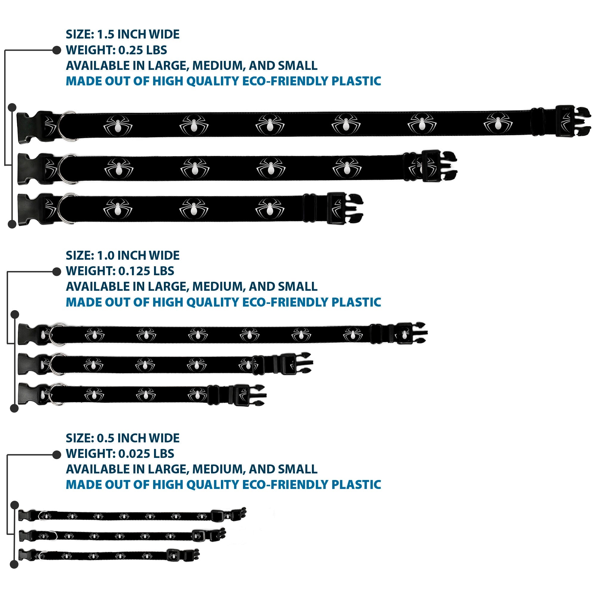 Plastic Clip Collar - Spider Logo3 Black/White