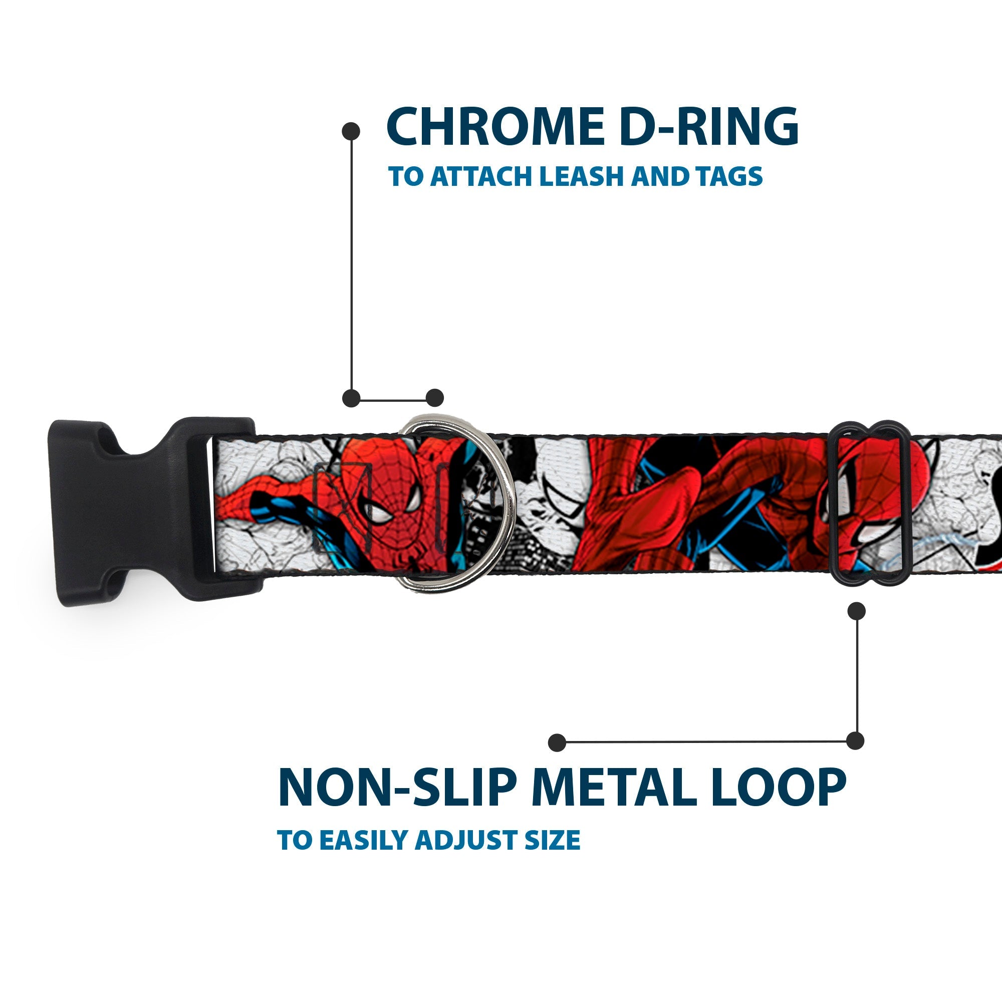 Plastic Clip Collar - SPIDER-MAN Action Poses/Comic Scenes White/Black/Red
