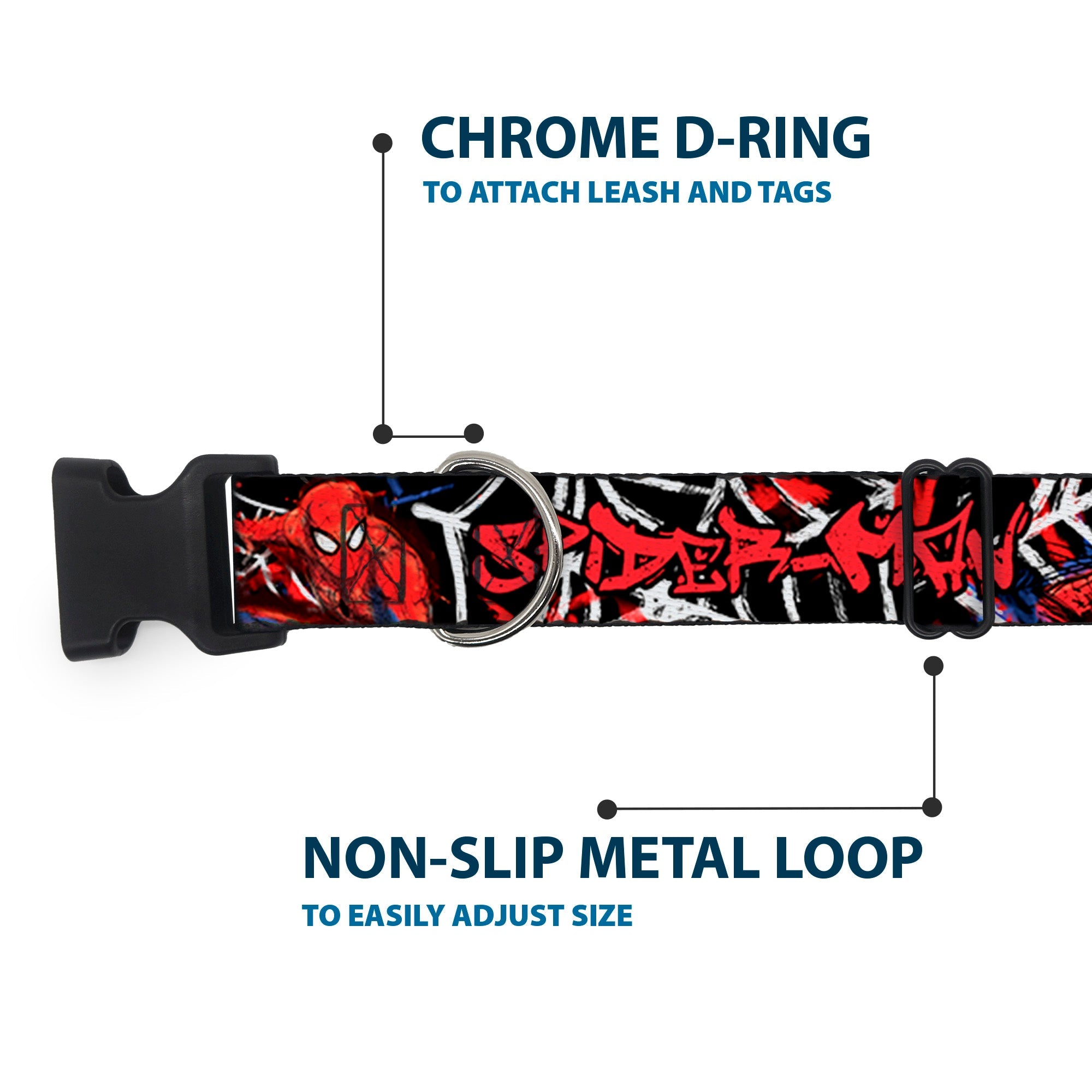 Plastic Clip Collar - SPIDER-MAN/3-Poses/Spider Web Sketch Black/White/Red