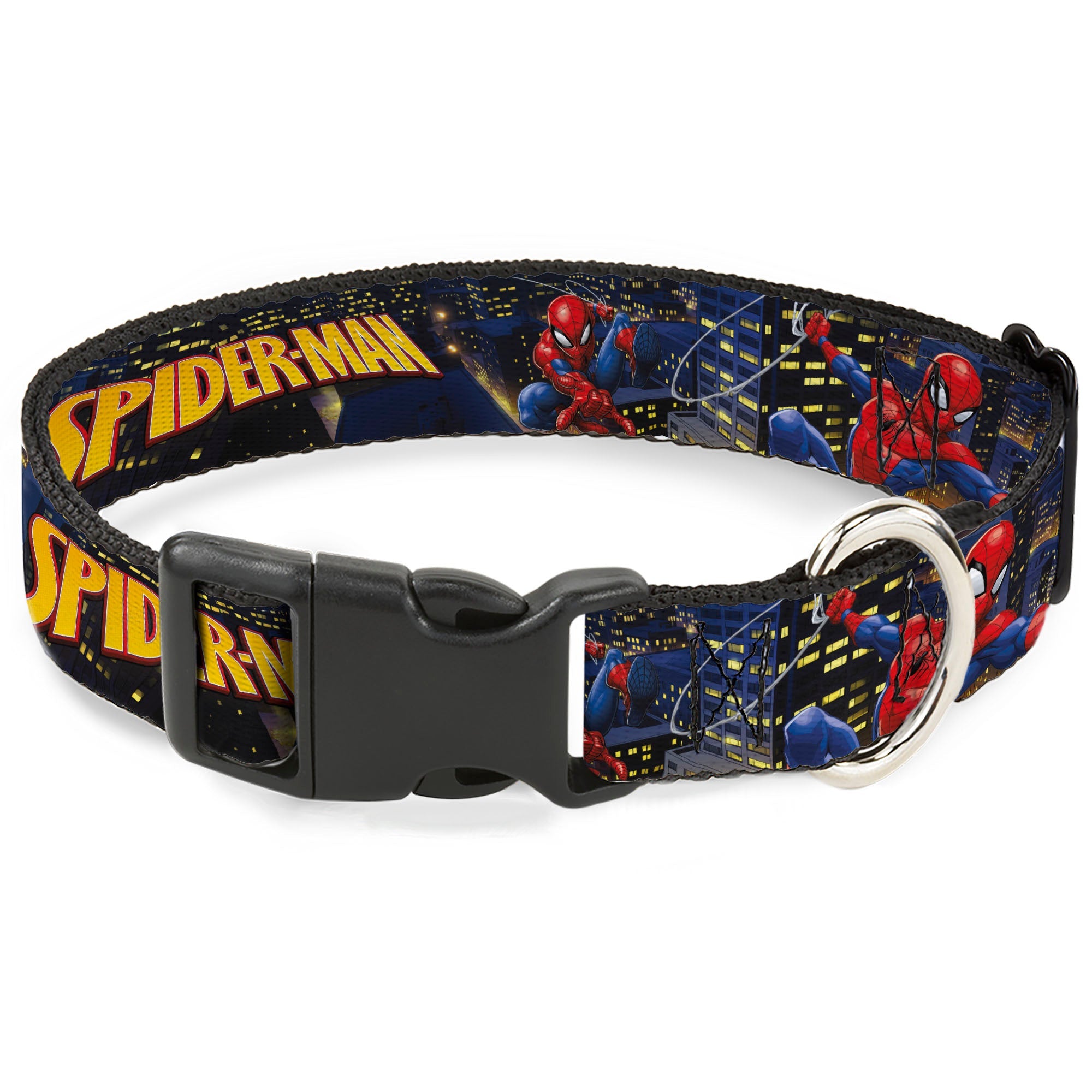 Plastic Clip Collar - SPIDER-MAN Title Logo and Action Skyline Poses