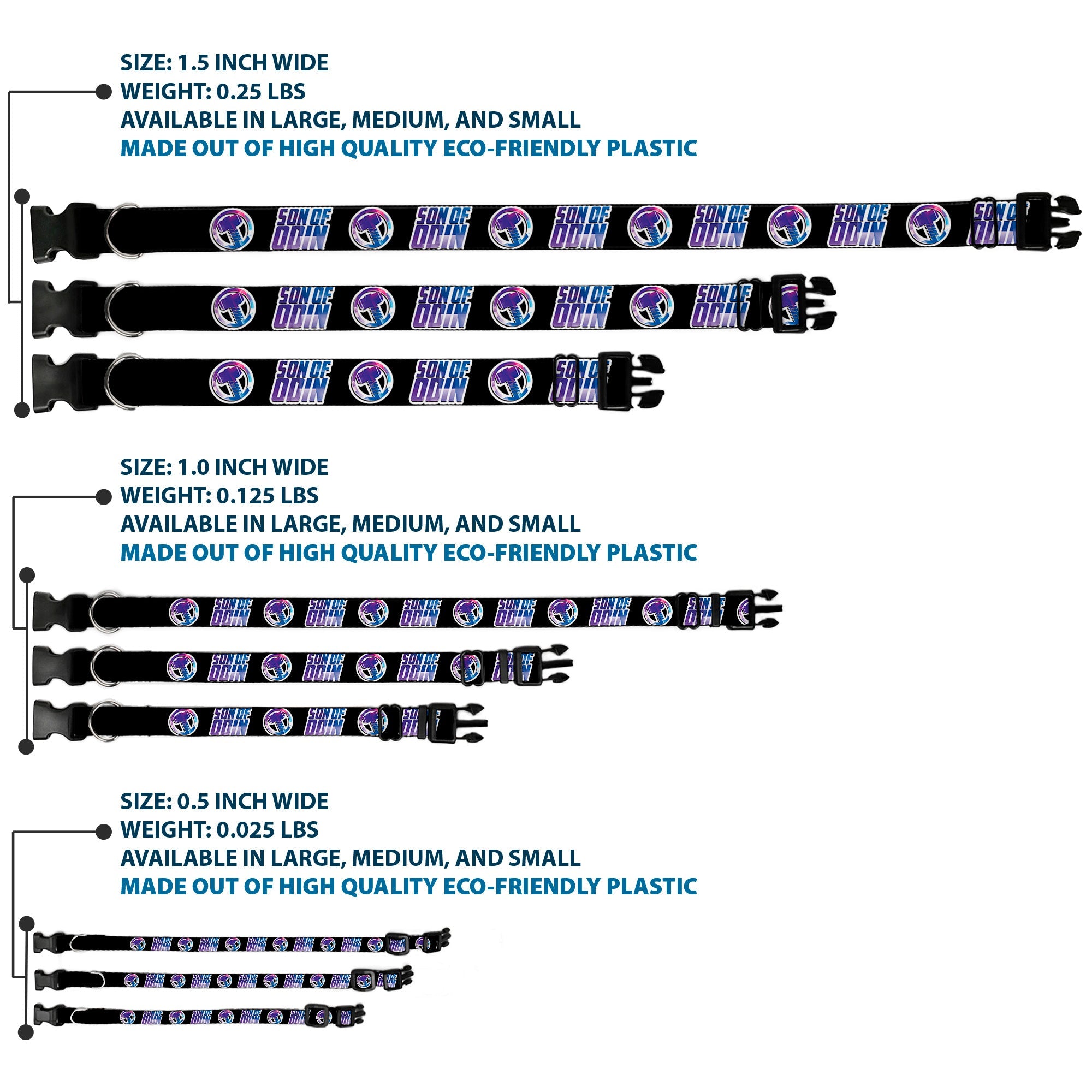 Plastic Clip Collar - Thor SON OF ODIN/Hamner Icon Black/White/Blues