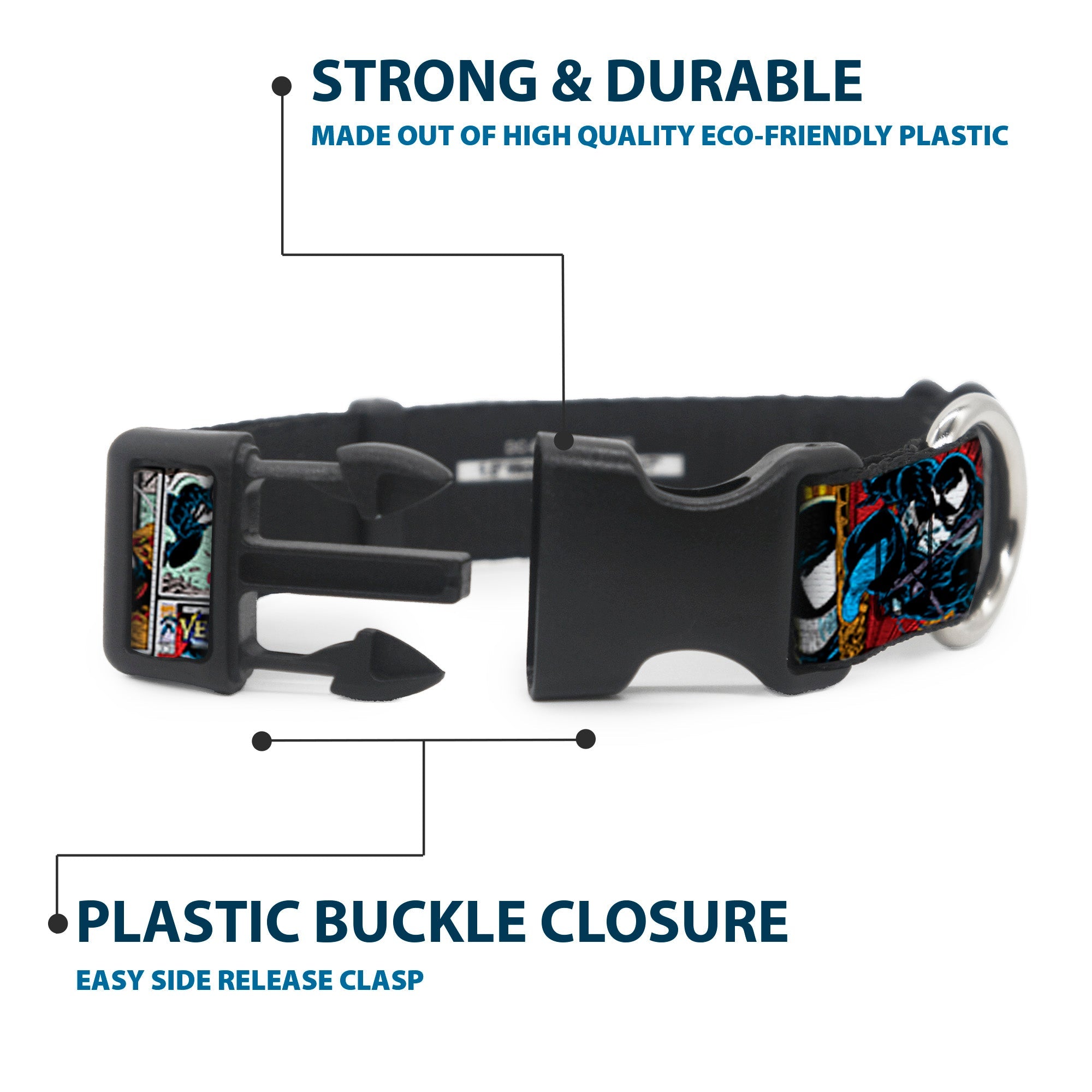 Plastic Clip Collar - Venom Comic Book Panels