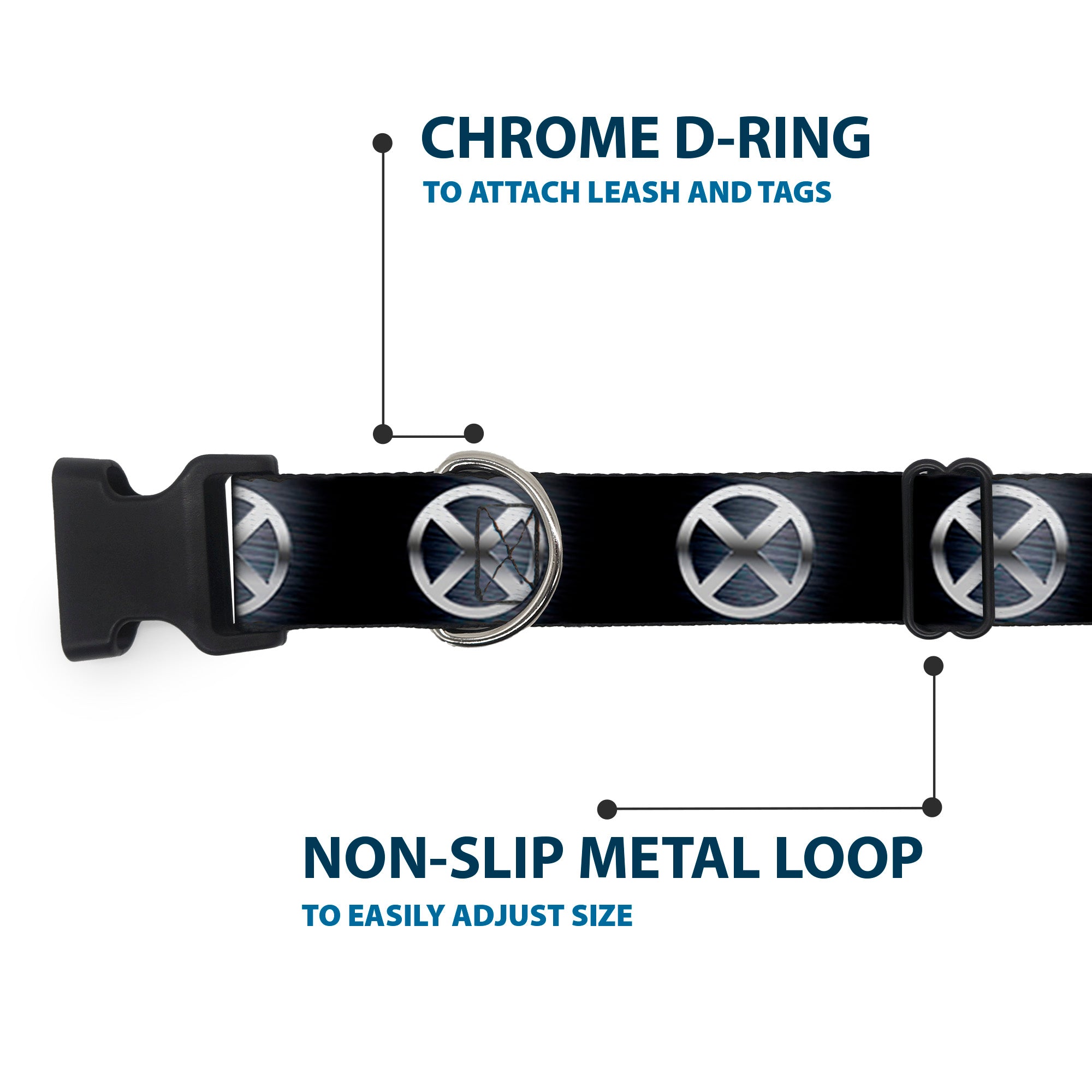 Plastic Clip Collar - X-Men X Icon Black/Silvers