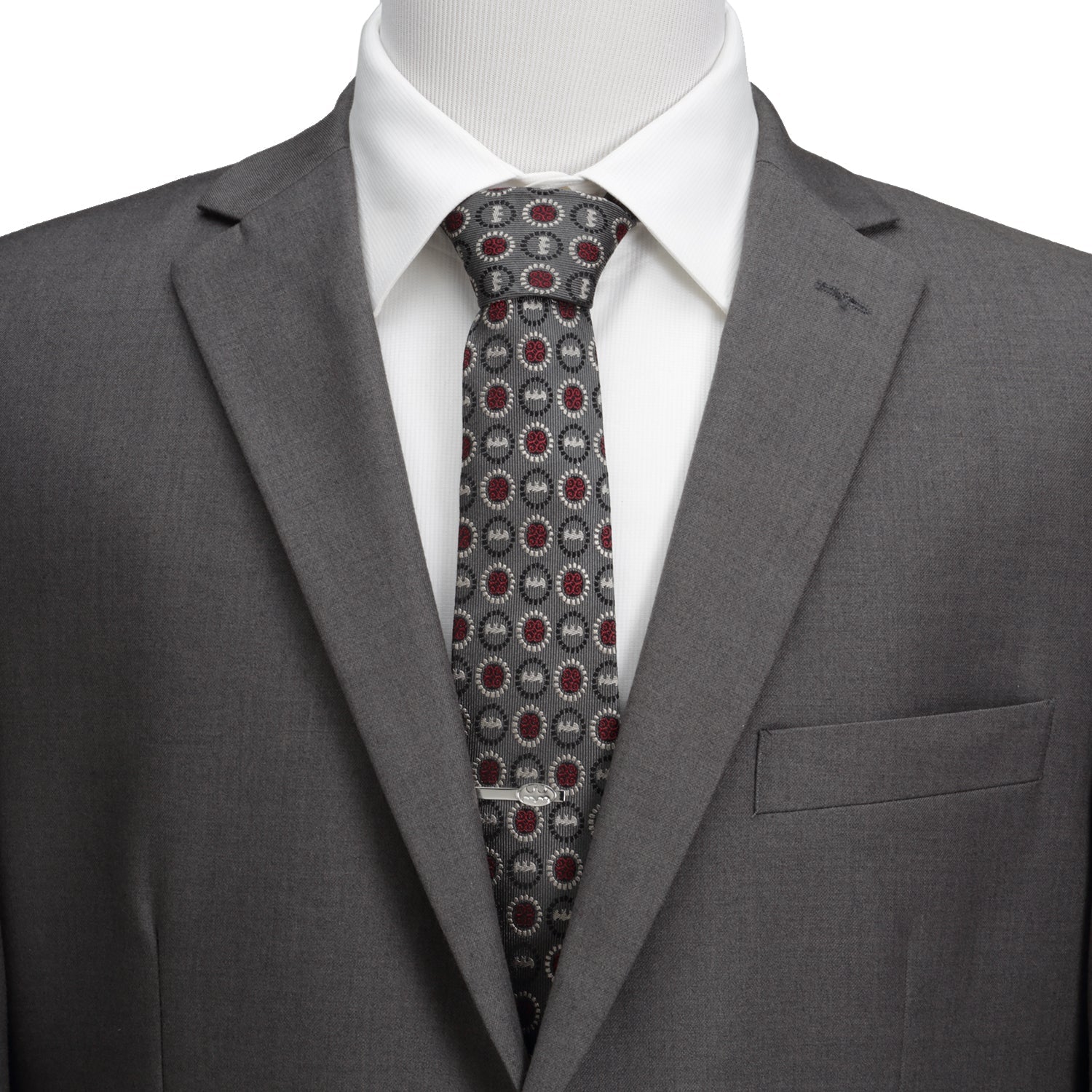 DC Batman Medallion Symbol Charcoal Silk Men's Tie