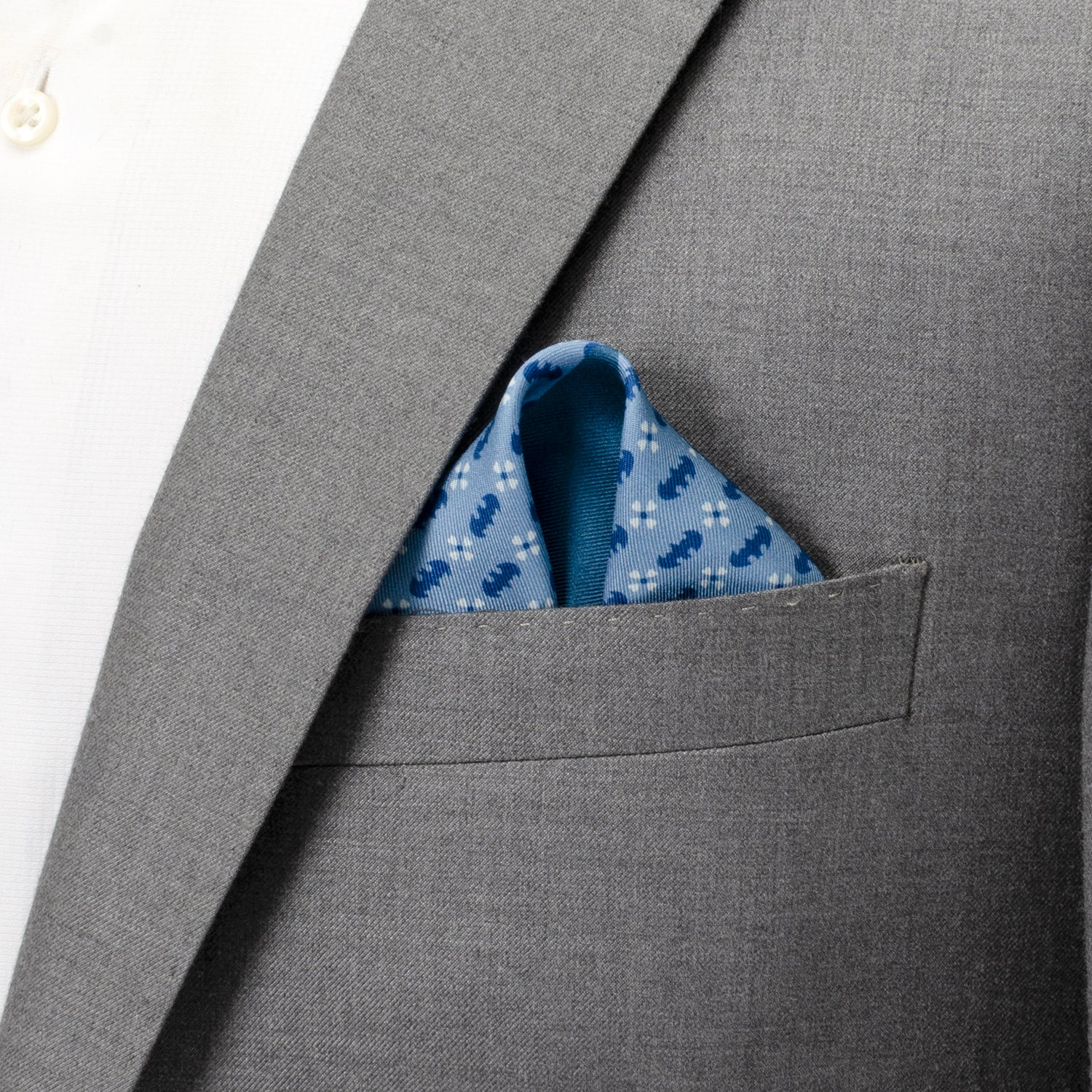 DC Batman Multi Motif Blue Pocket Square