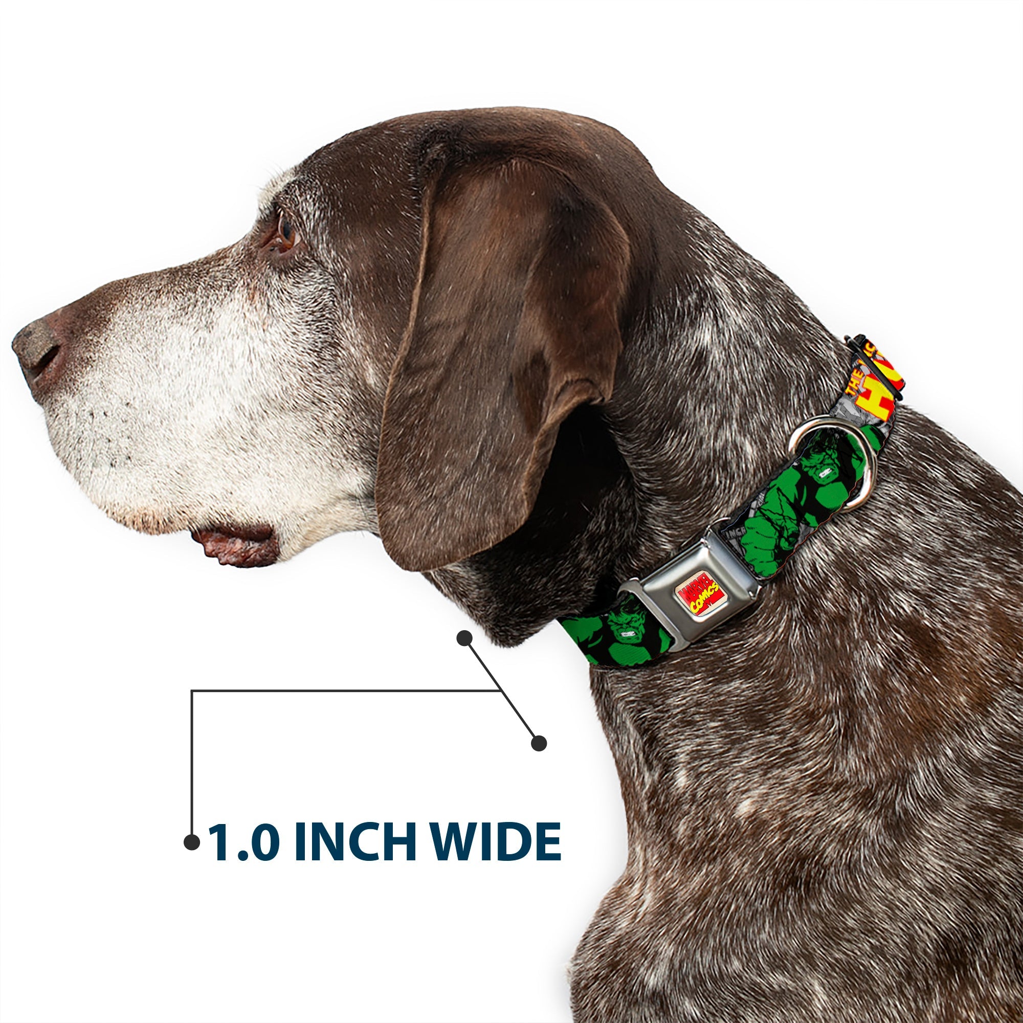 MARVEL COMICS Marvel Comics Logo Full Color Seatbelt Buckle Collar - THE INCREDIBLE HULK Action Poses/Stacked Comics