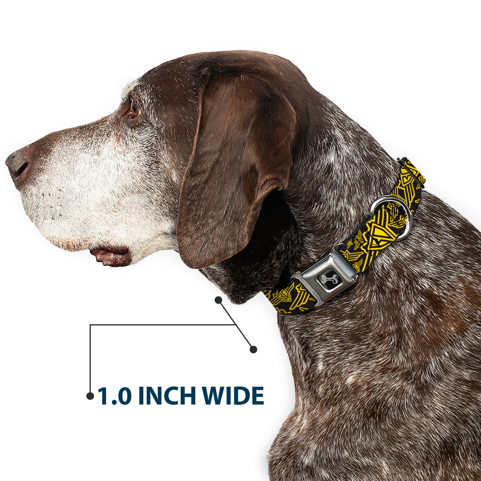 Dog Bone Seatbelt Buckle Collar - BD Logo Scattered Black/Yellow