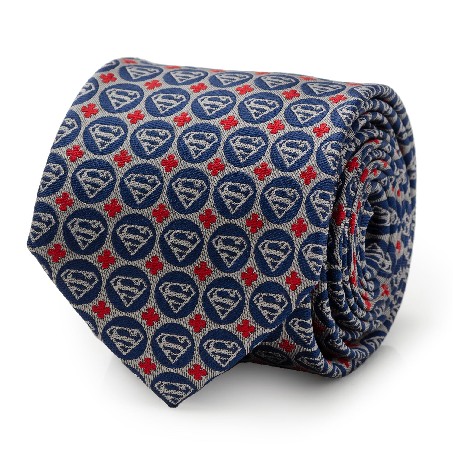 DC Superman Shield Motif Gray Men's Tie