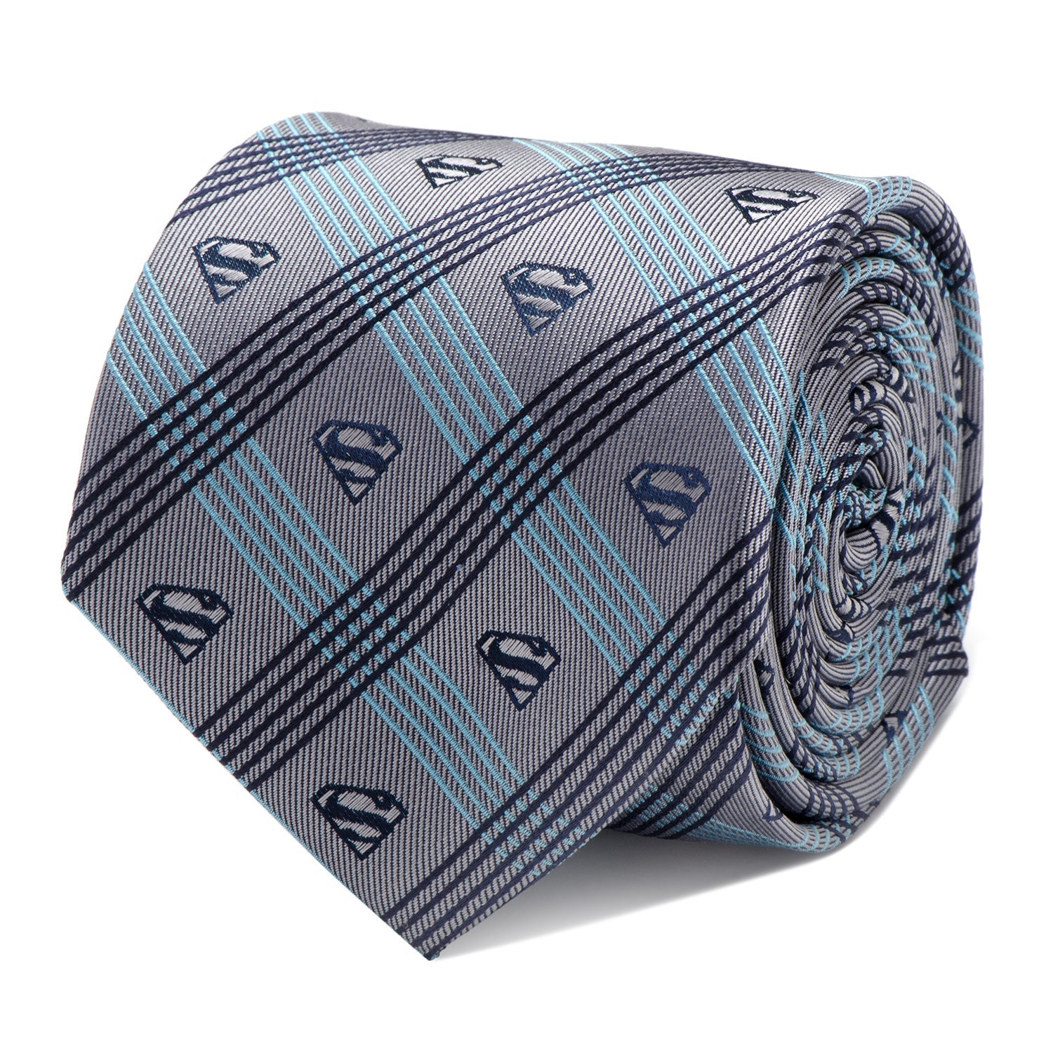 DC Superman Gray Plaid Tie