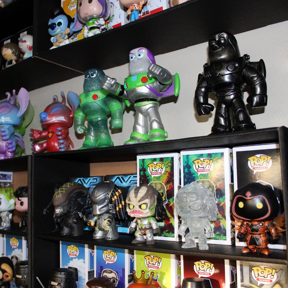 CLASSIC BLACK - Display Case for Funko Pops, Wall Mountable & Stackable Toy Shelf (Cardboard)