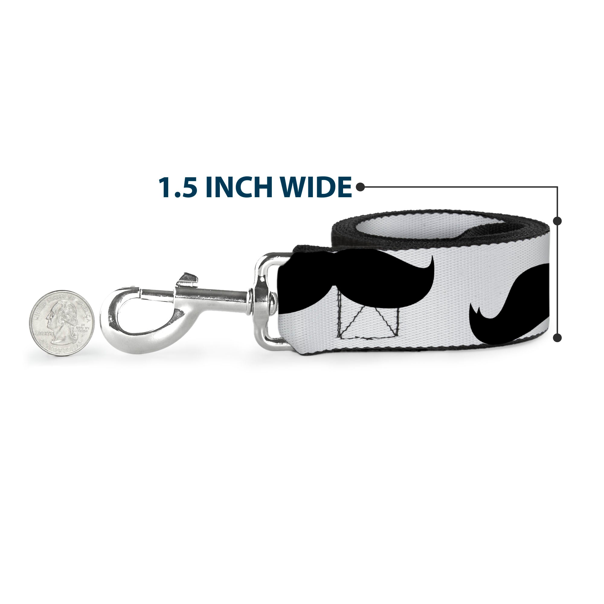 Dog Leash - Mustaches White/Black