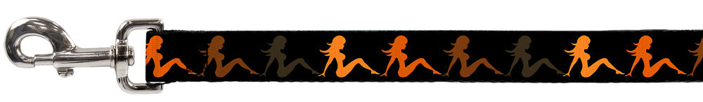 Dog Leash - Mud Flap Girl Repeat Black/Orange Fade