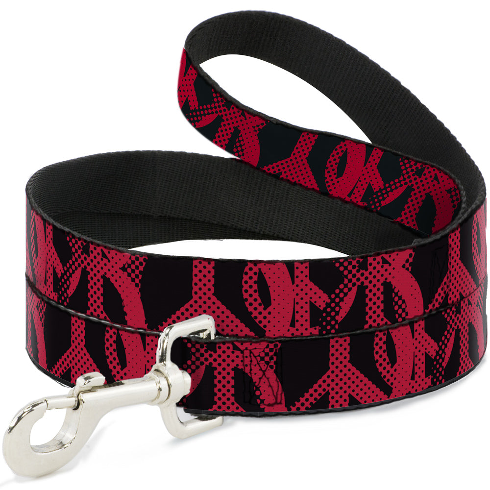 Dog Leash - Peace Dots Black/Fuchsia