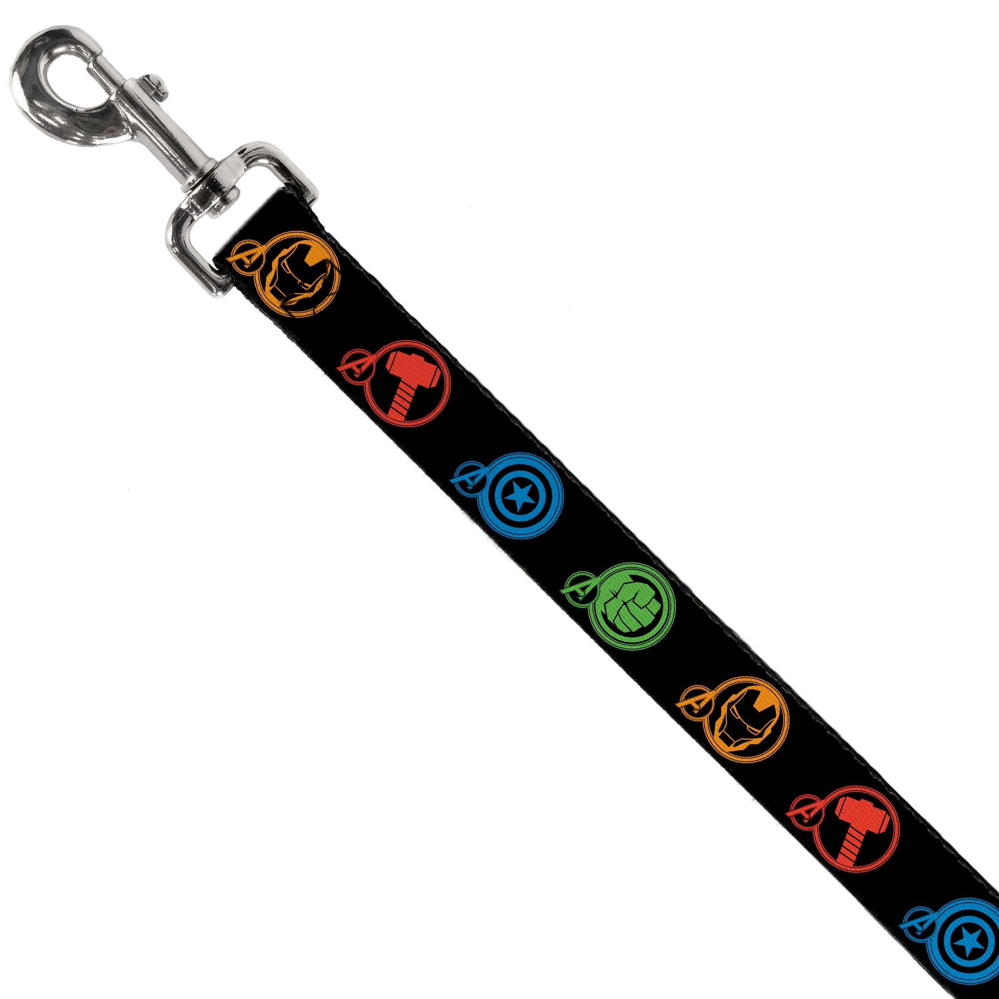 Dog Leash - Marvel Avengers Superhero Logos Black/Multi Color