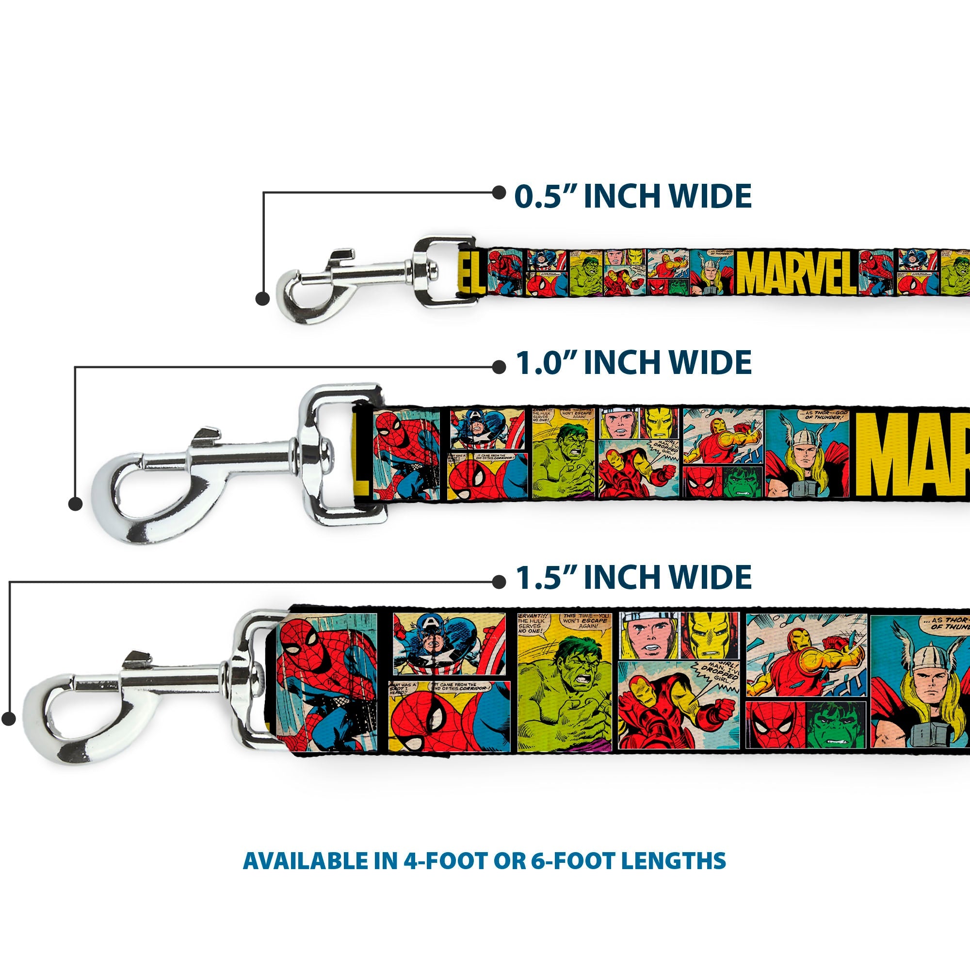 Dog Leash - MARVEL/Retro Comic Panels Black/Yellow