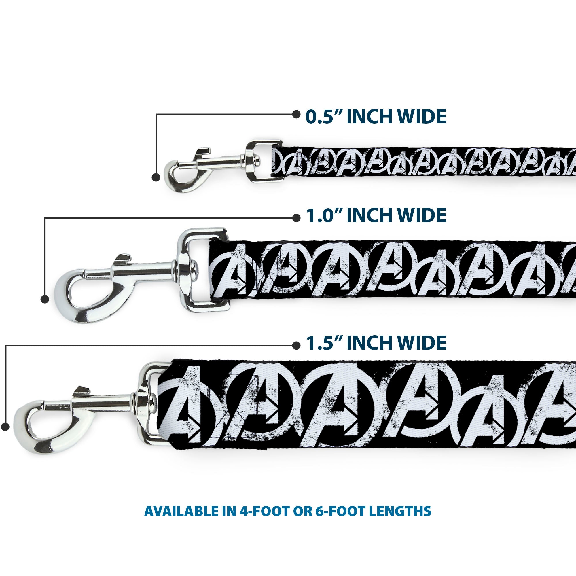 Dog Leash - Avengers "A" Logo Weathered Black/White