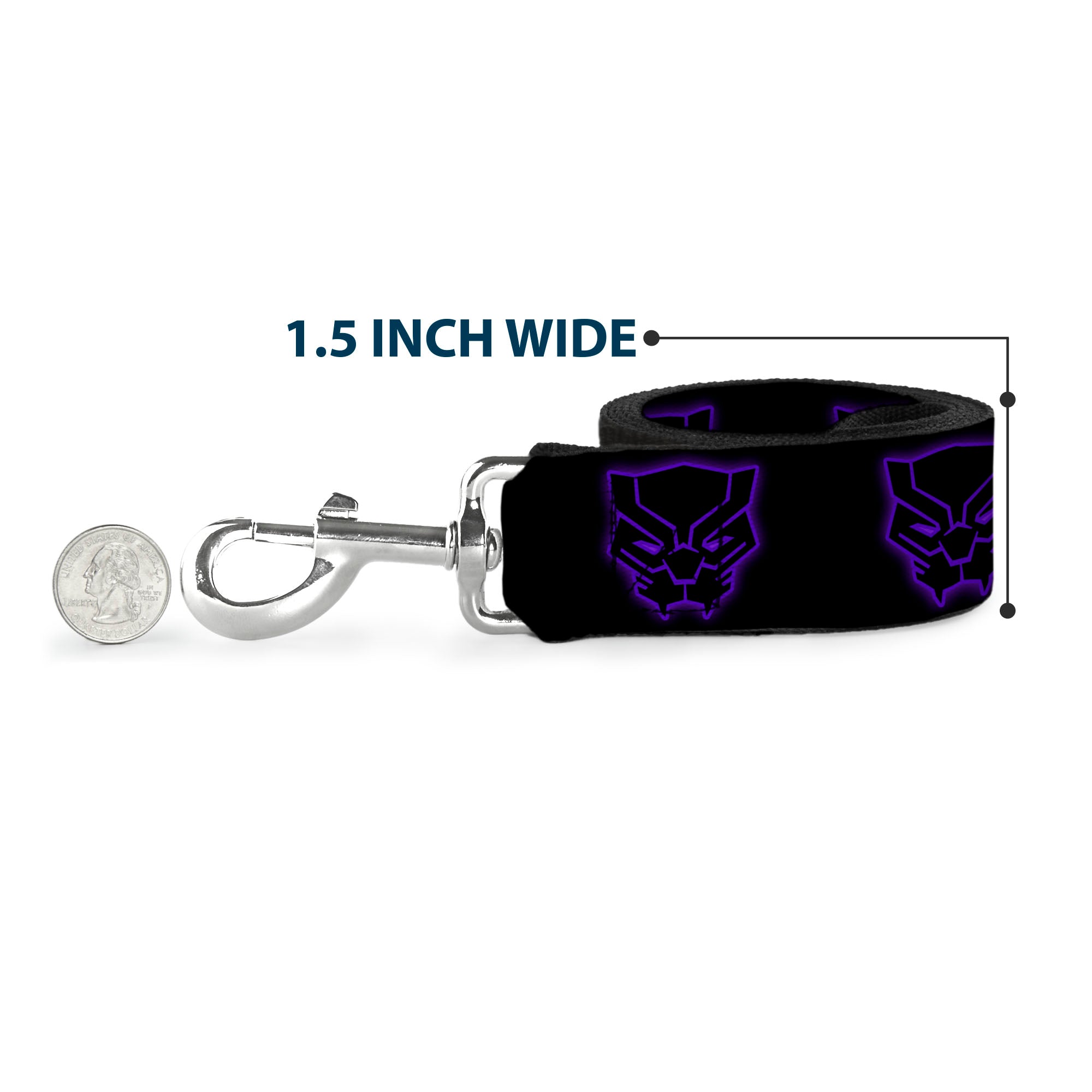 Dog Leash - Black Panther Avengers Icon Outline Black/Purple