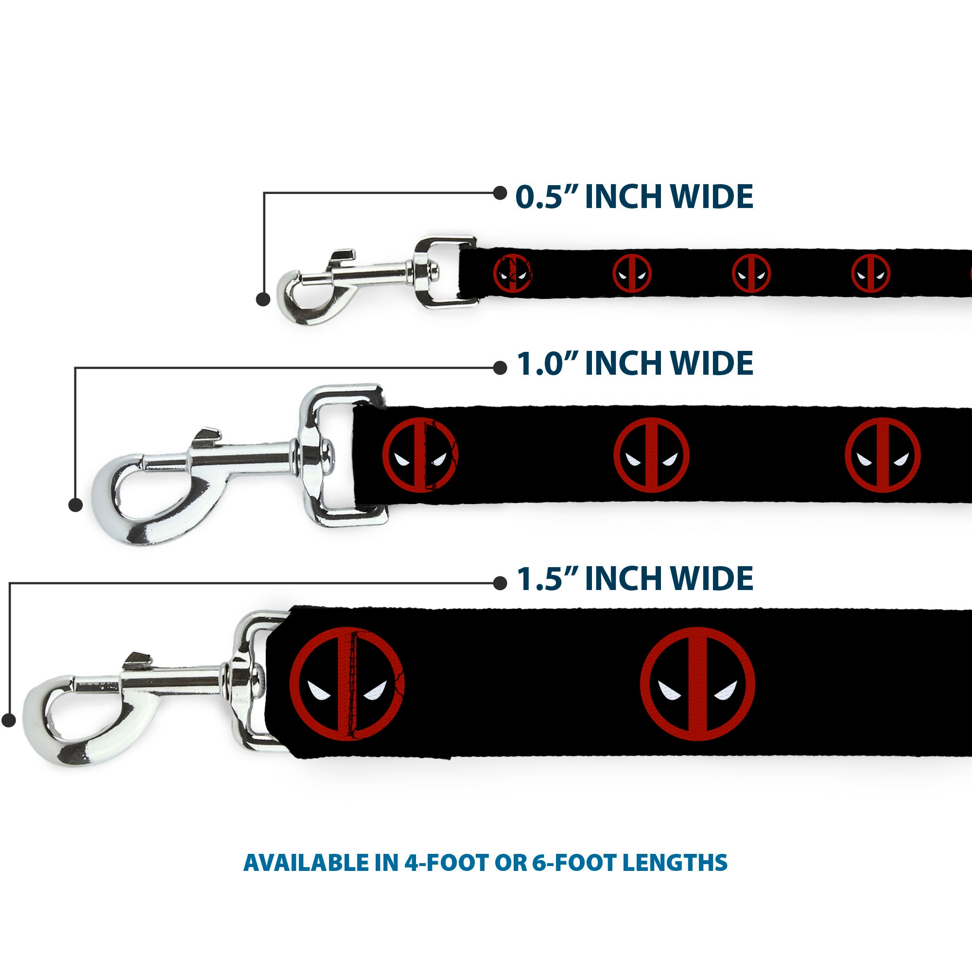 Dog Leash - Deadpool Logo Black/Red/White