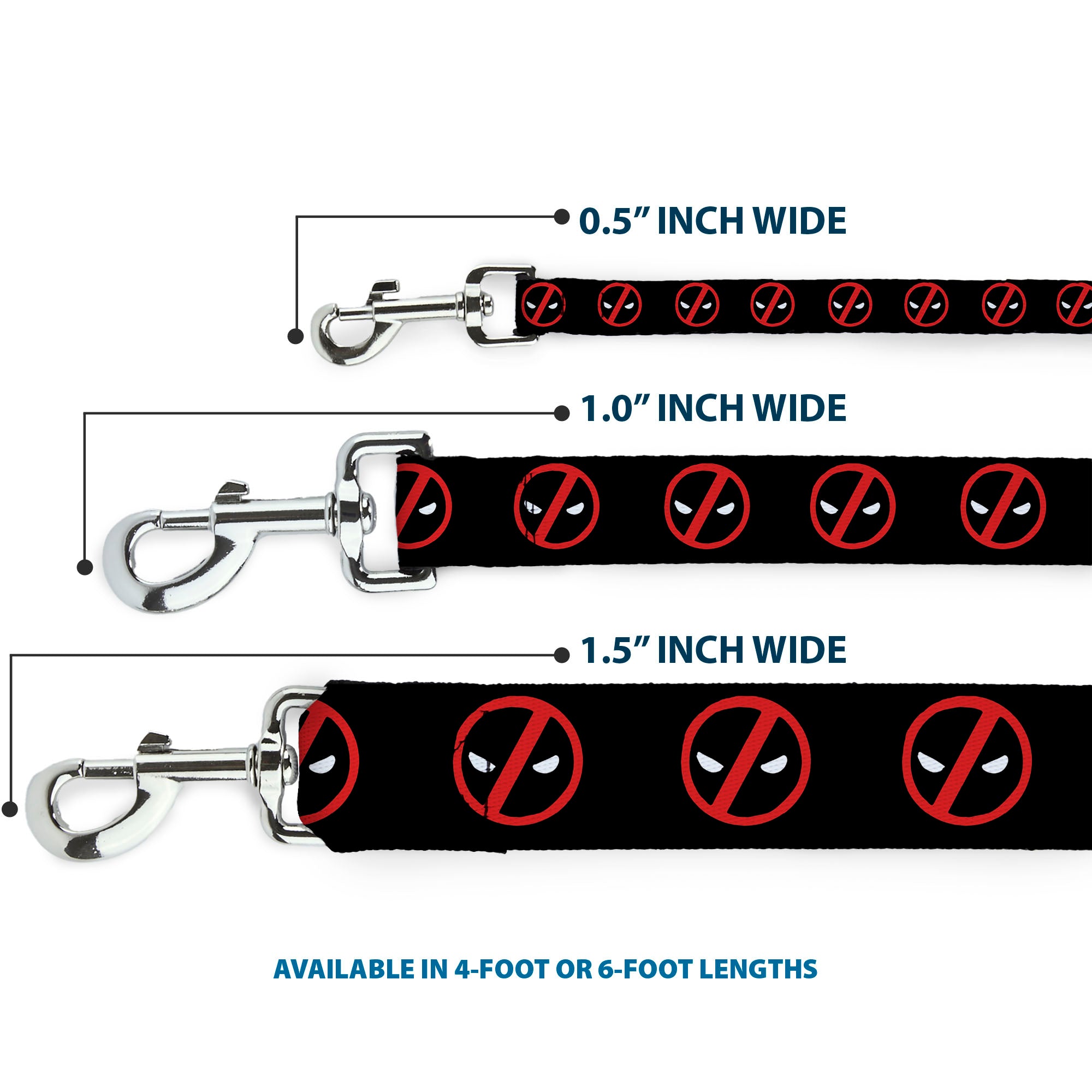 Dog Leash - Deadpool Logo2 Black/Red/White