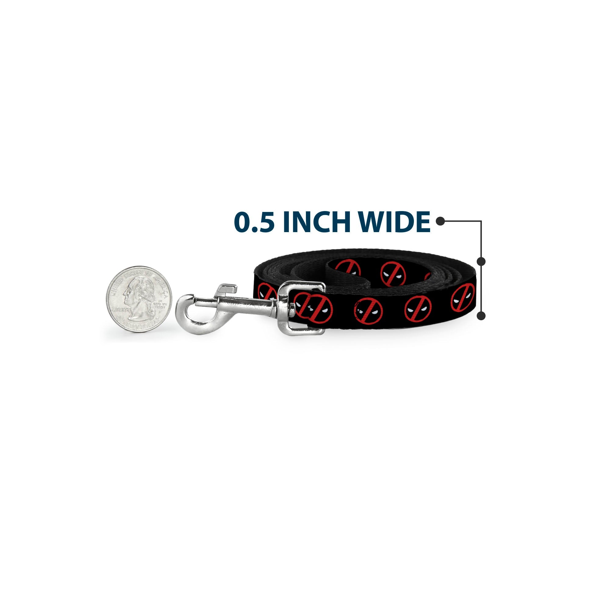 Dog Leash - Deadpool Logo2 Black/Red/White