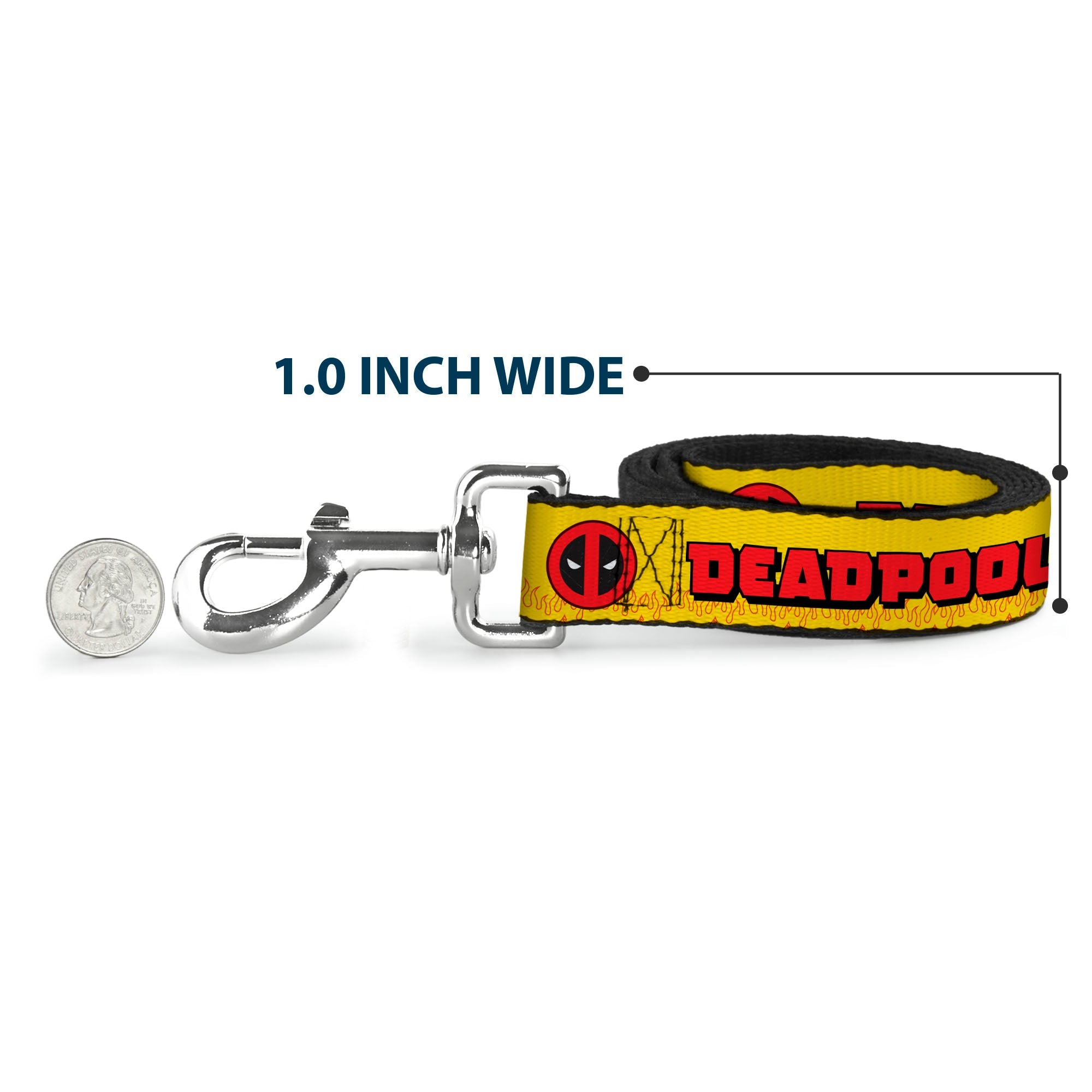 Dog Leash - DEADPOOL'S CHIMICHANGAS Flames Yellow/Black/Red