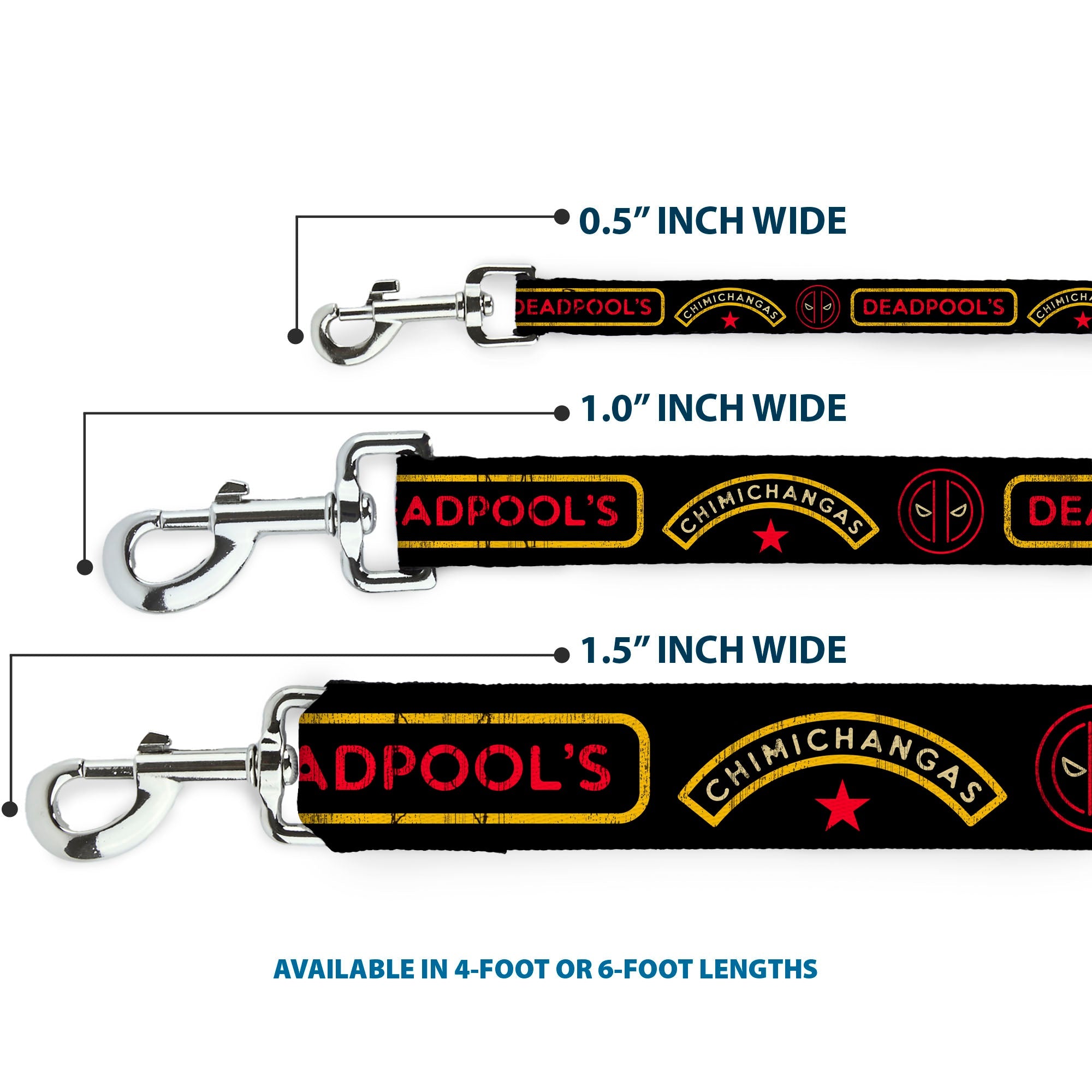 Dog Leash - DEADPOOL'S CHIMICHANGAS and Logo Black/Gold/Red