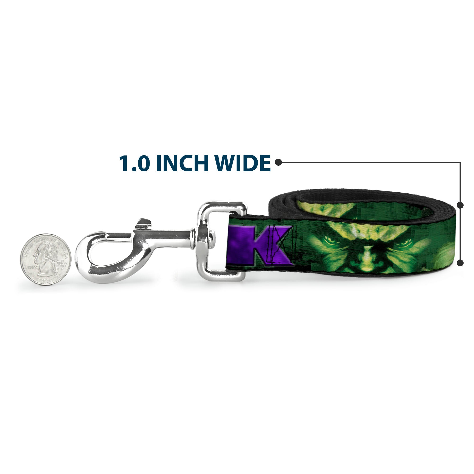 Dog Leash - HULK Face CLOSE-UP/Action Pose Greens/Purples