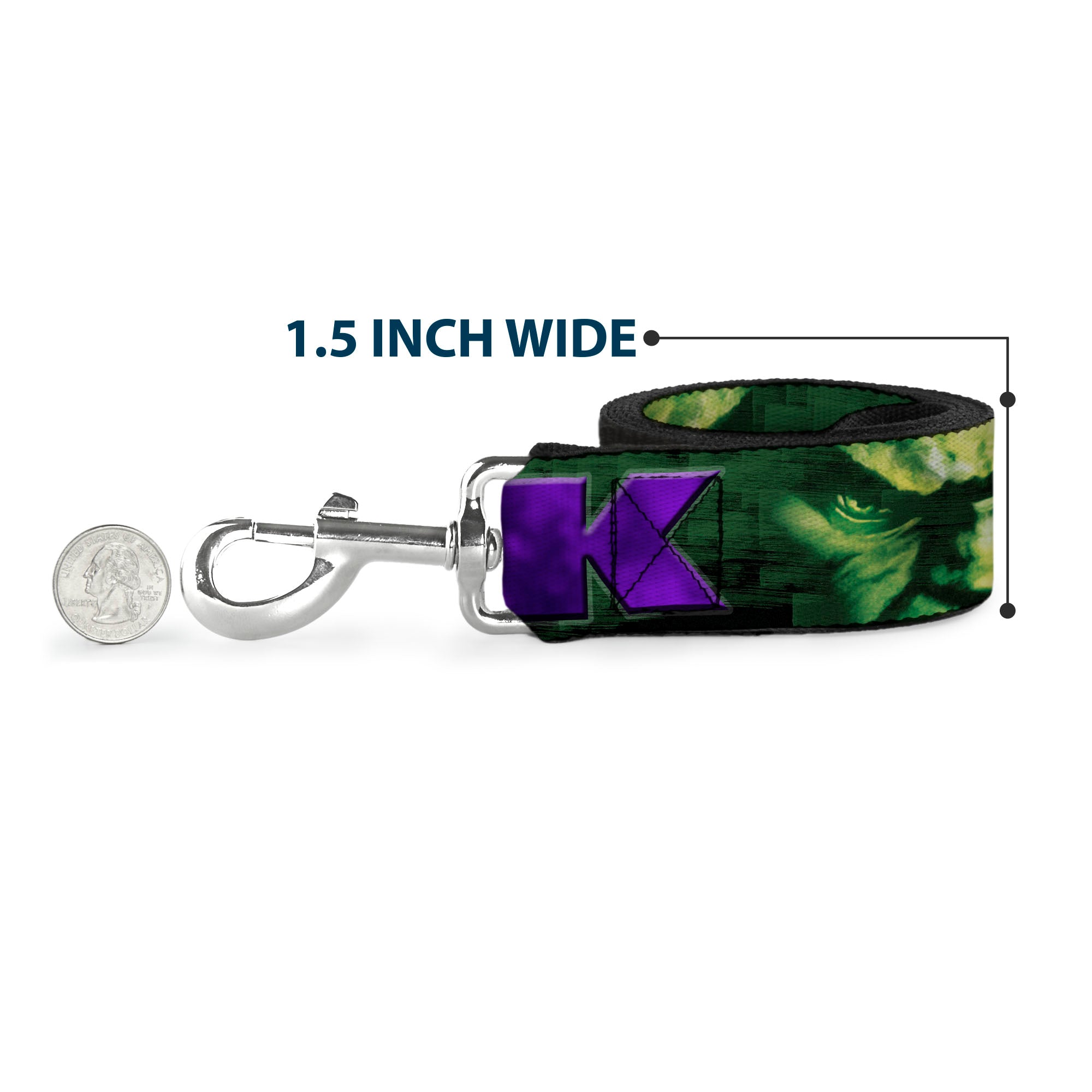 Dog Leash - HULK Face CLOSE-UP/Action Pose Greens/Purples