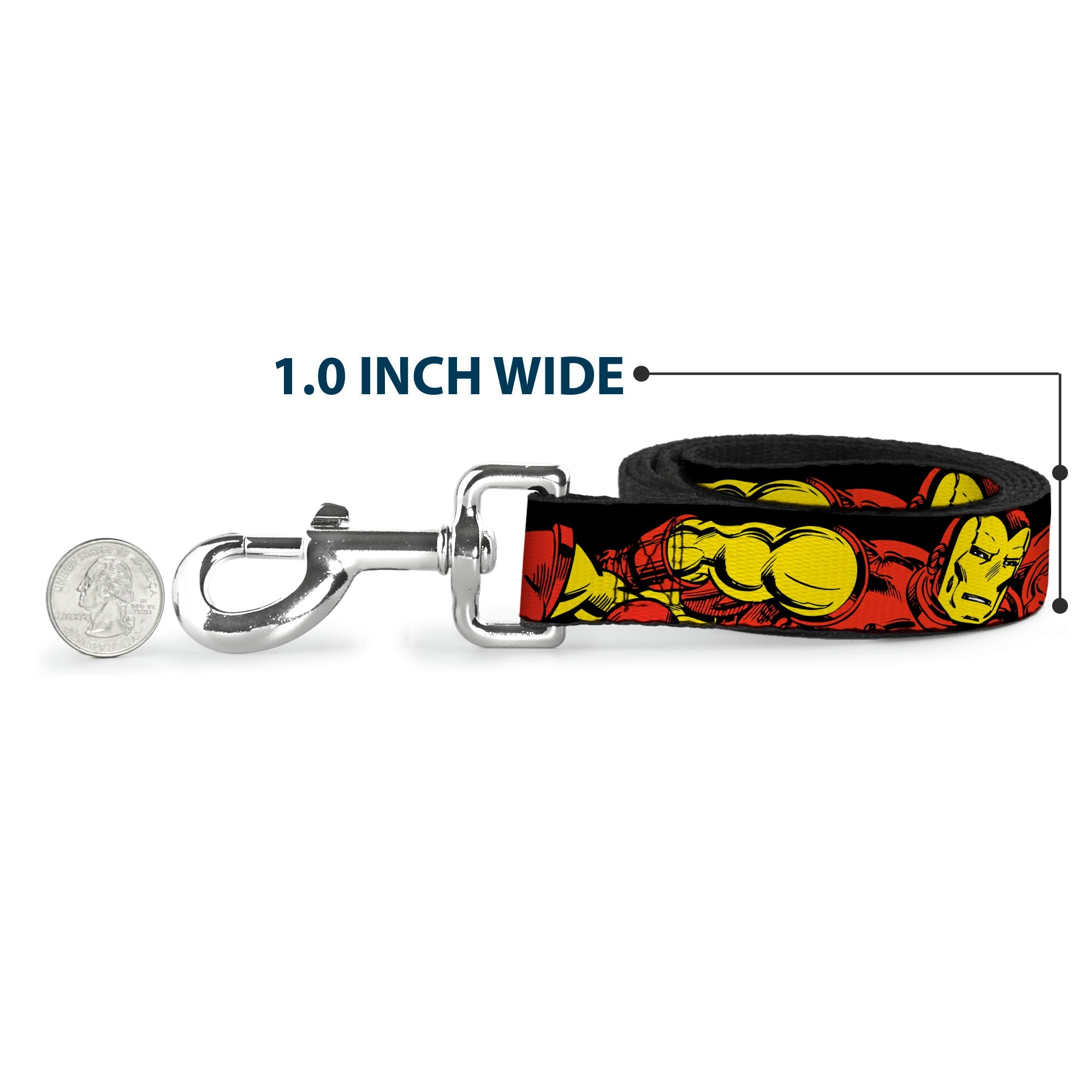 Dog Leash - THE INVINCIBLE IRON MAN Action Poses Black/Red/Yellow
