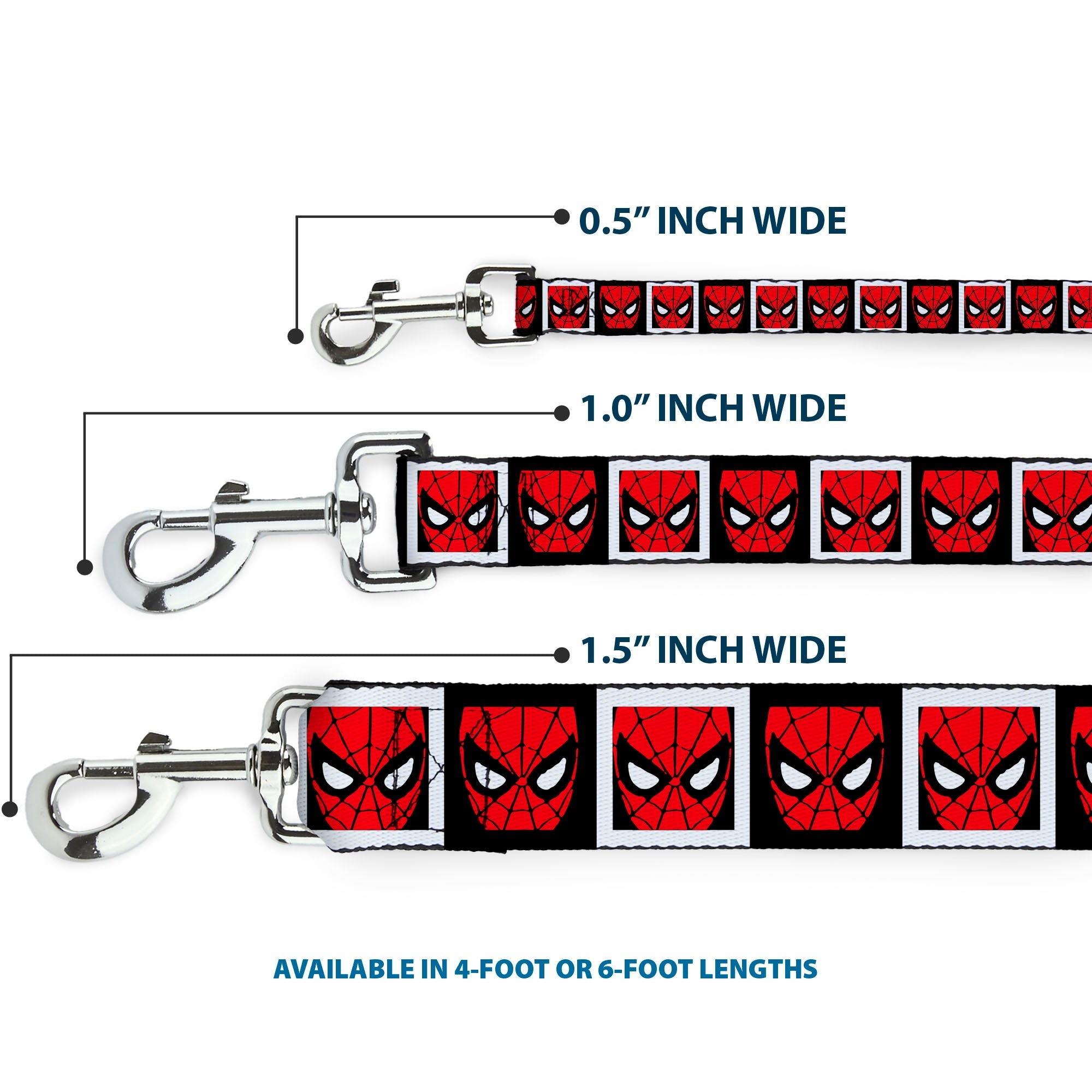 Dog Leash - Spider-Man Face Black/White Blocks