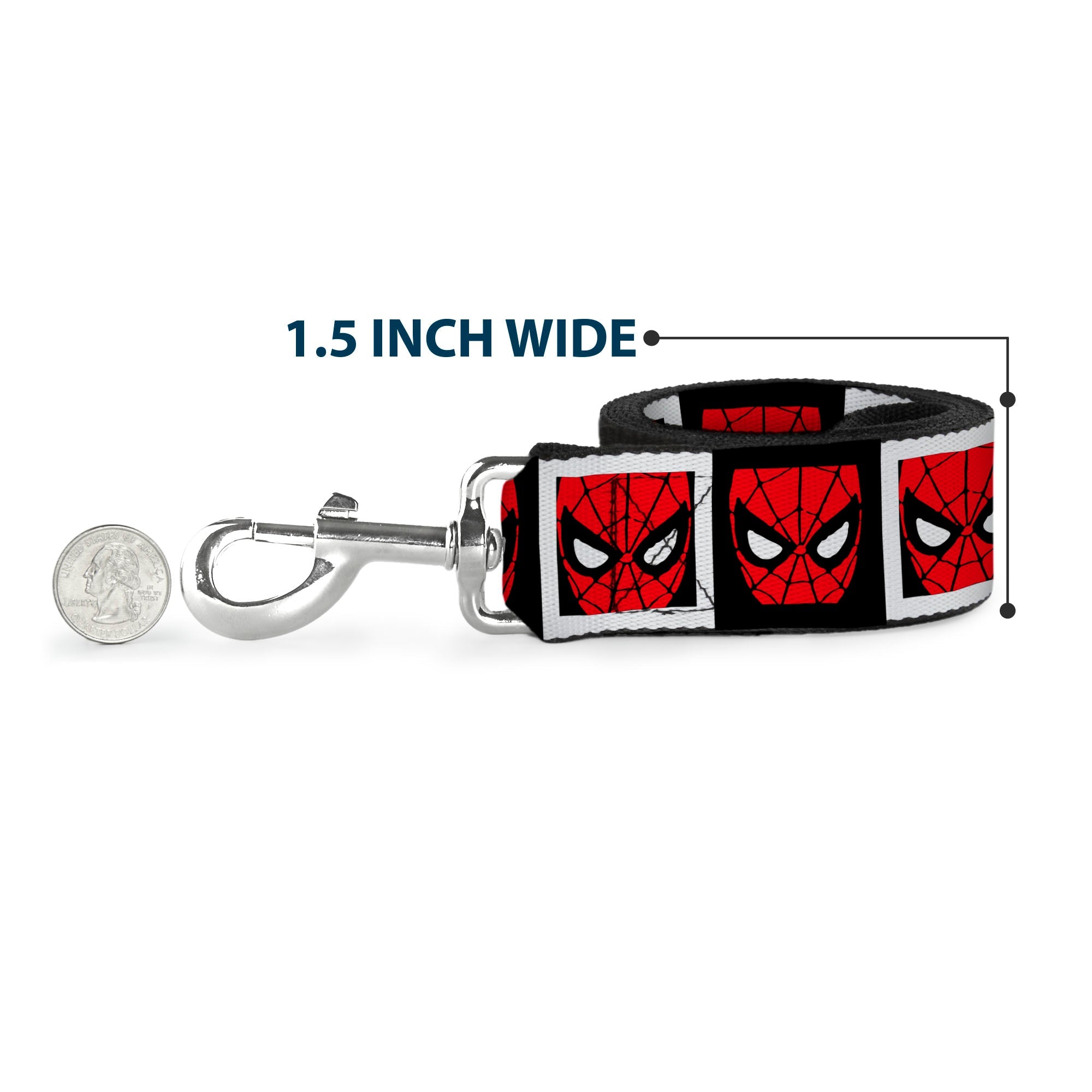 Dog Leash - Spider-Man Face Black/White Blocks